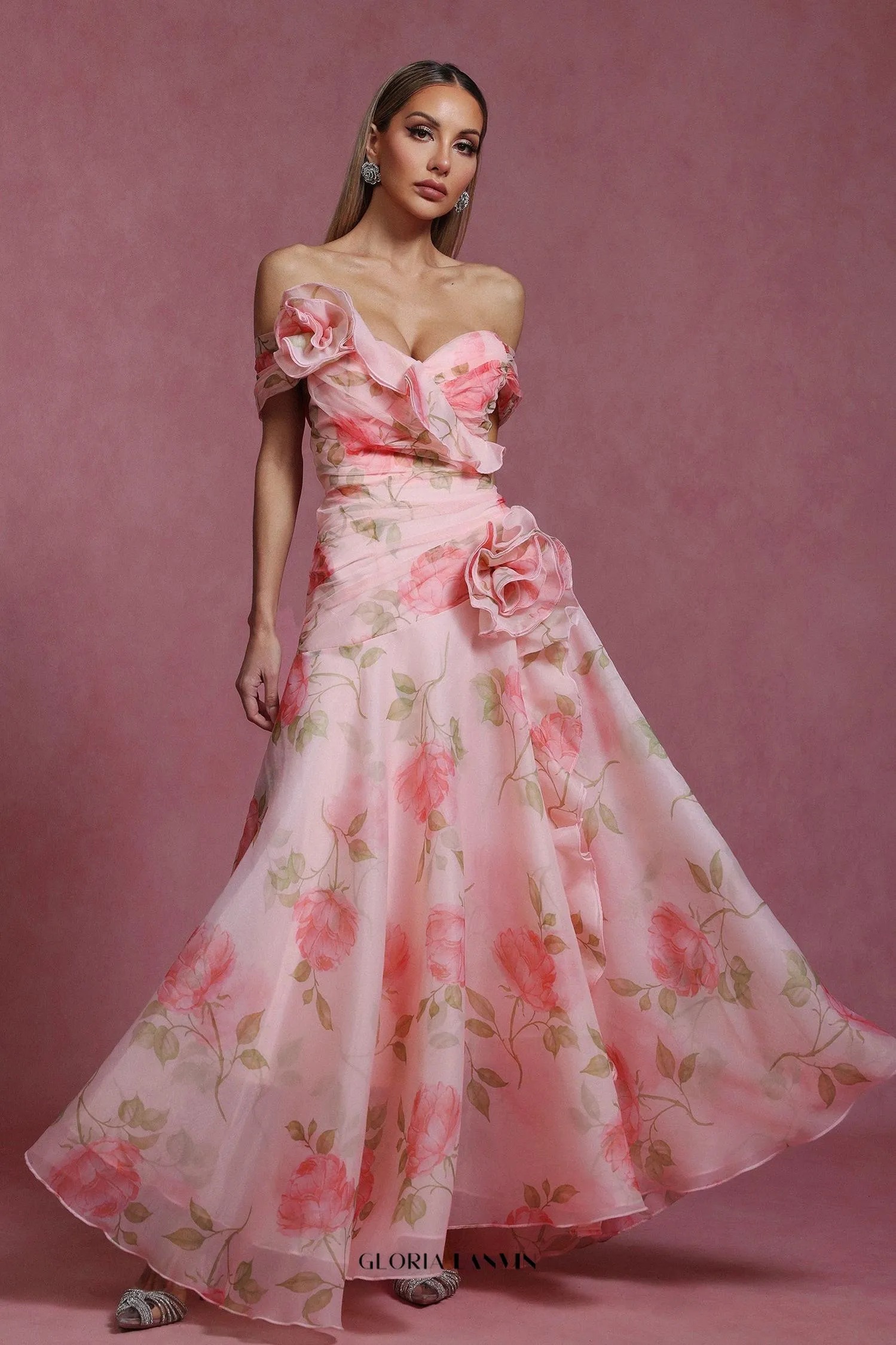 simona Sleeveless Flowers Flounce Maxi Dress Gloria Lanvin