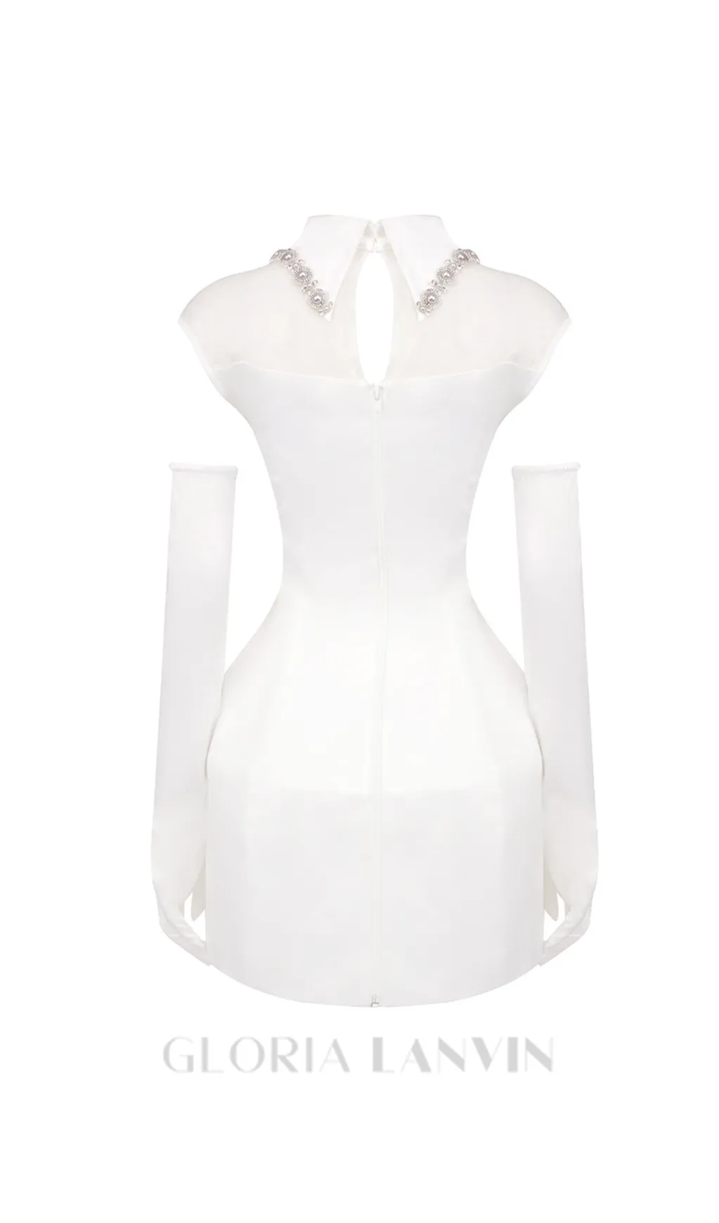 SIMONE TULLE DETAIL MINI DRESS IN WHITE Gloria Lanvin