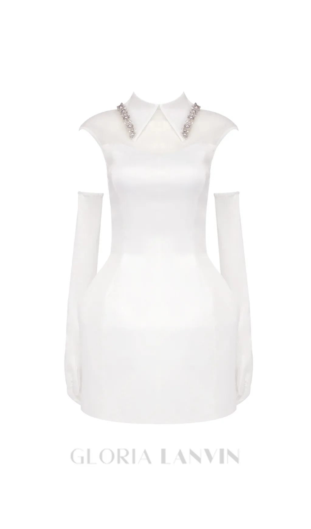 SIMONE TULLE DETAIL MINI DRESS IN WHITE Gloria Lanvin