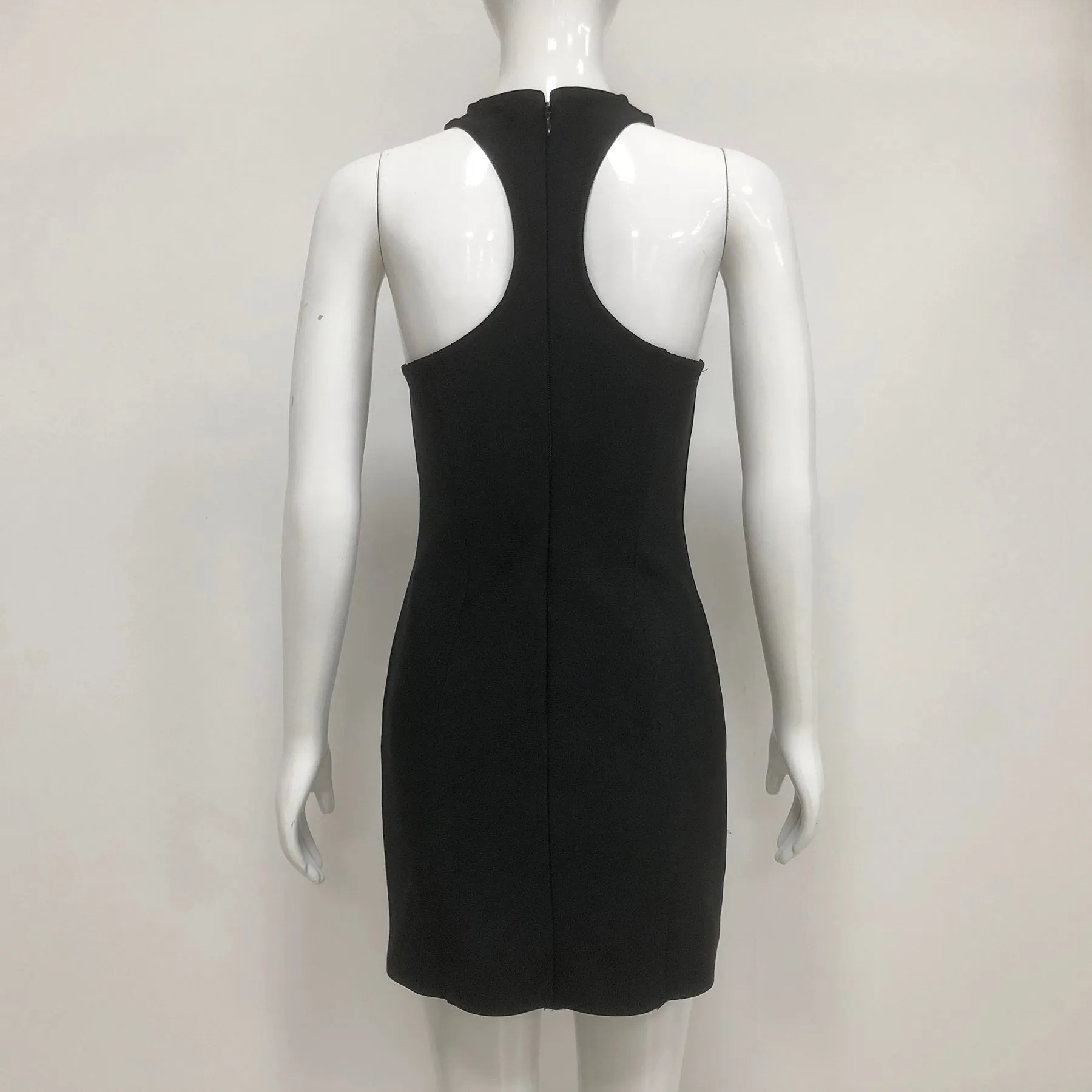 Sleeveless collarless bandage mini dress in black Gloria Lanvin
