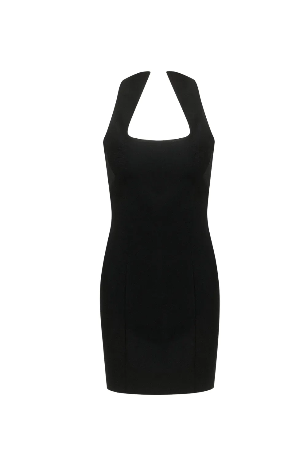 Sleeveless collarless bandage mini dress in black Gloria Lanvin