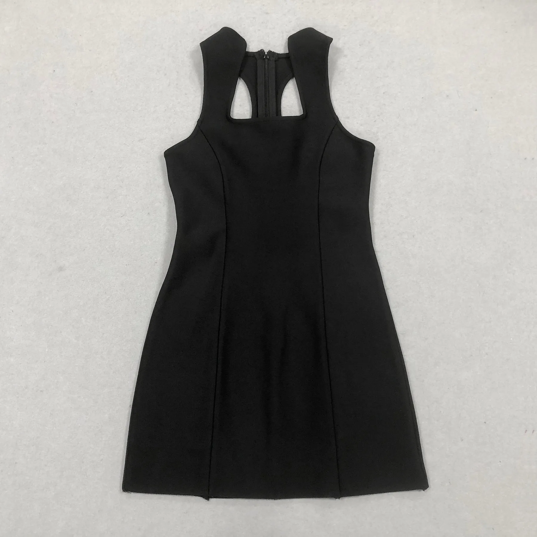 Sleeveless collarless bandage mini dress in black Gloria Lanvin
