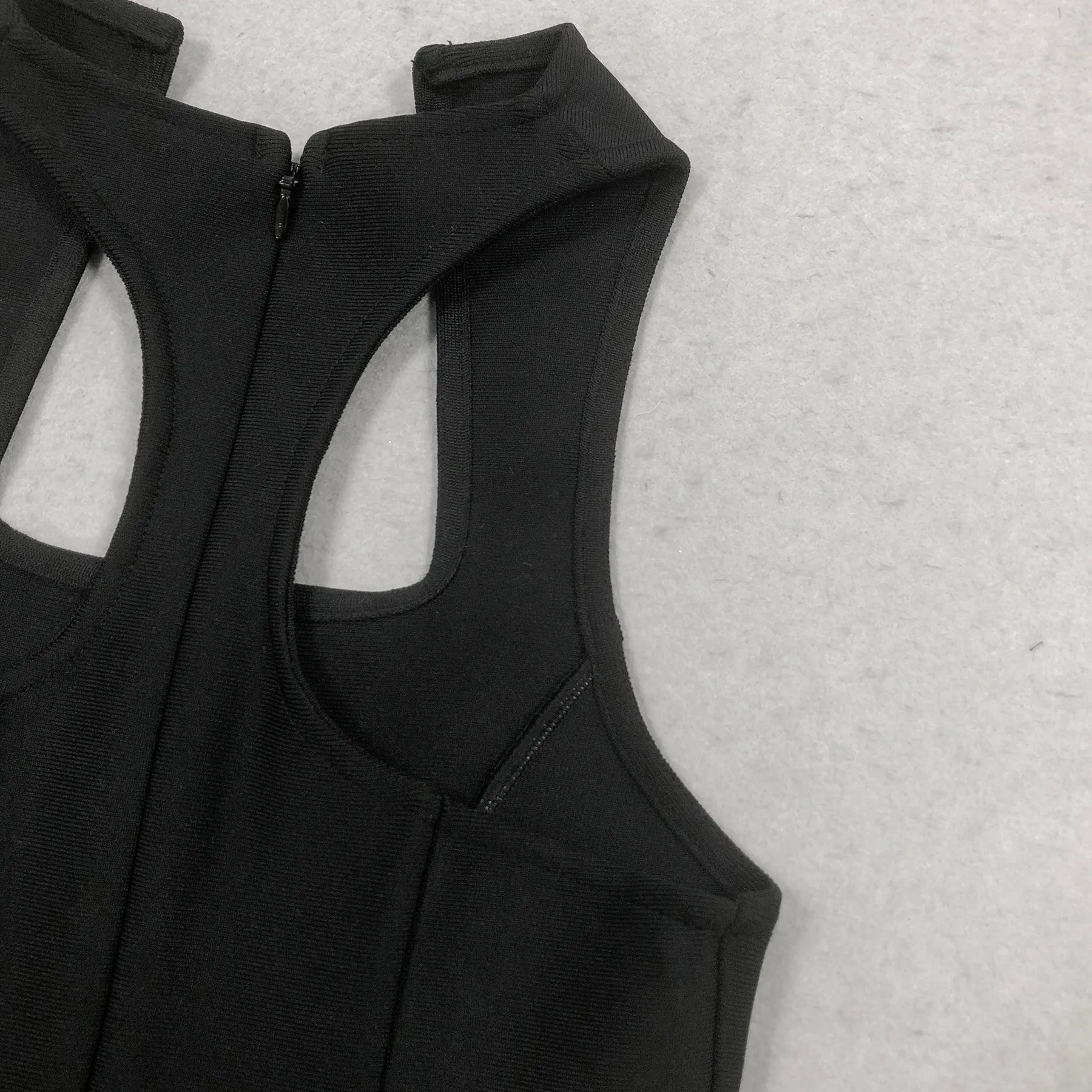 Sleeveless collarless bandage mini dress in black Gloria Lanvin