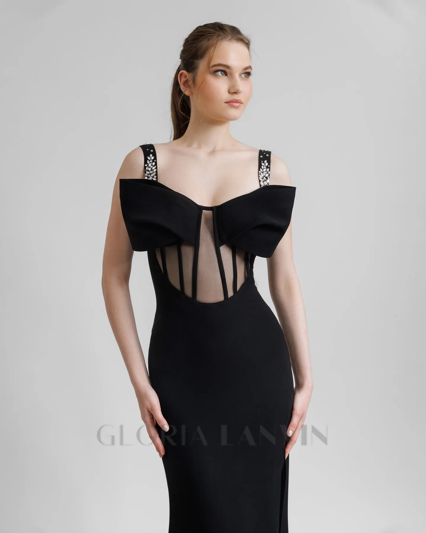 Sleeveless Corset maxi Dress in black Gloria Lanvin