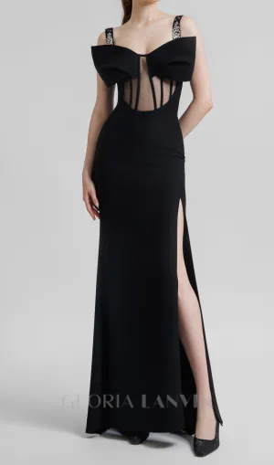 Sleeveless Corset maxi Dress in black Gloria Lanvin