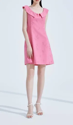 SLEEVELESS EMBROIDERED MINI DRESS IN PINK Gloria Lanvin