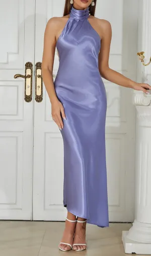 SLEEVELESS HALTER SATIN MAXI DRESS Gloria Lanvin