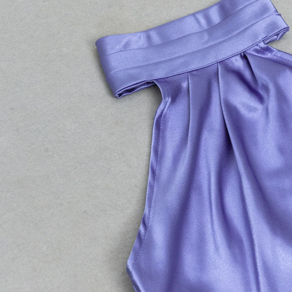 SLEEVELESS HALTER SATIN MAXI DRESS Gloria Lanvin