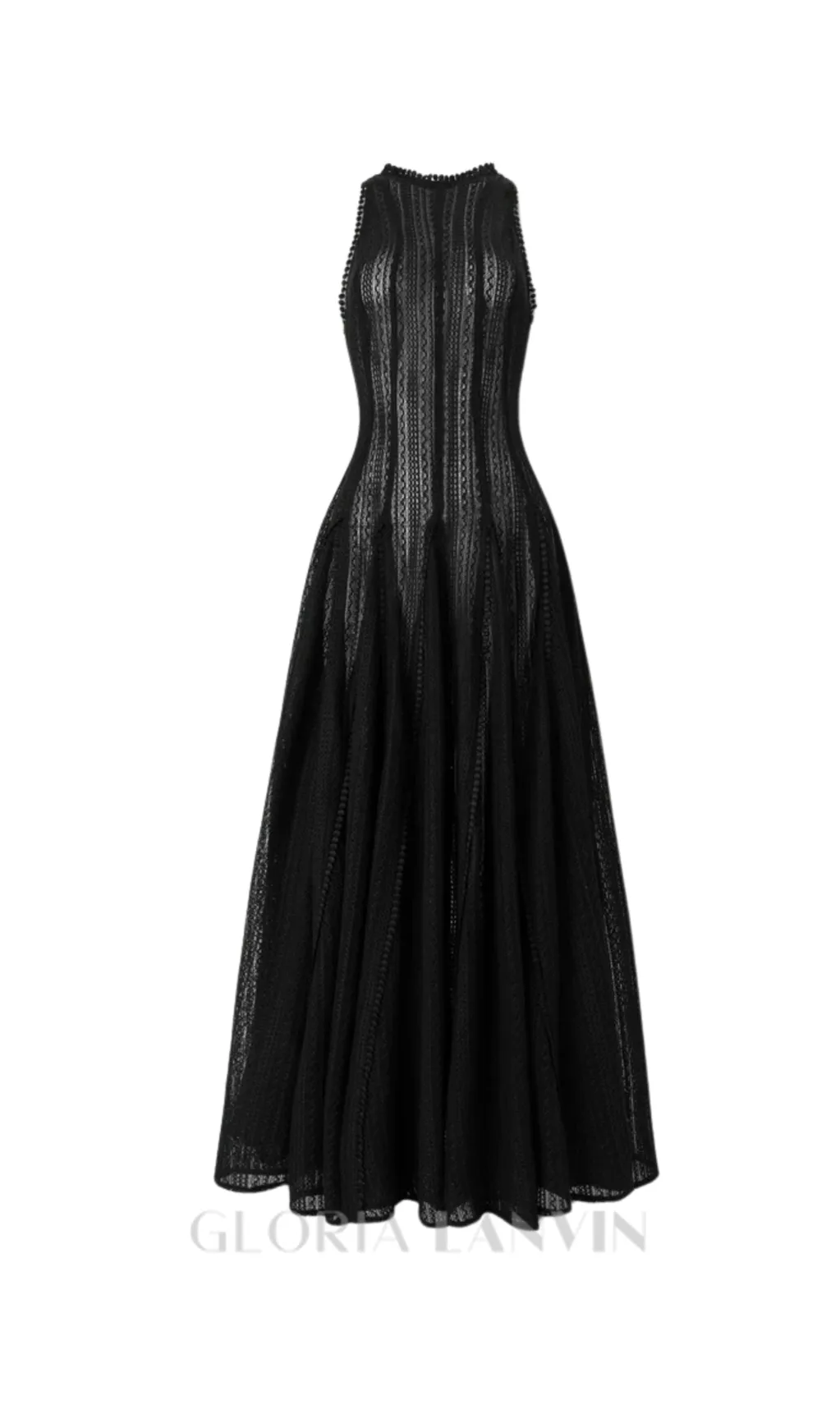 sleeveless lace crochet maxi dress in black Gloria Lanvin