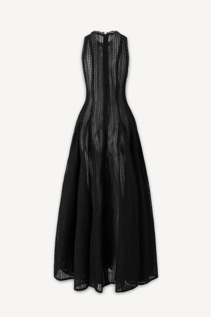 sleeveless lace crochet maxi dress in black Gloria Lanvin