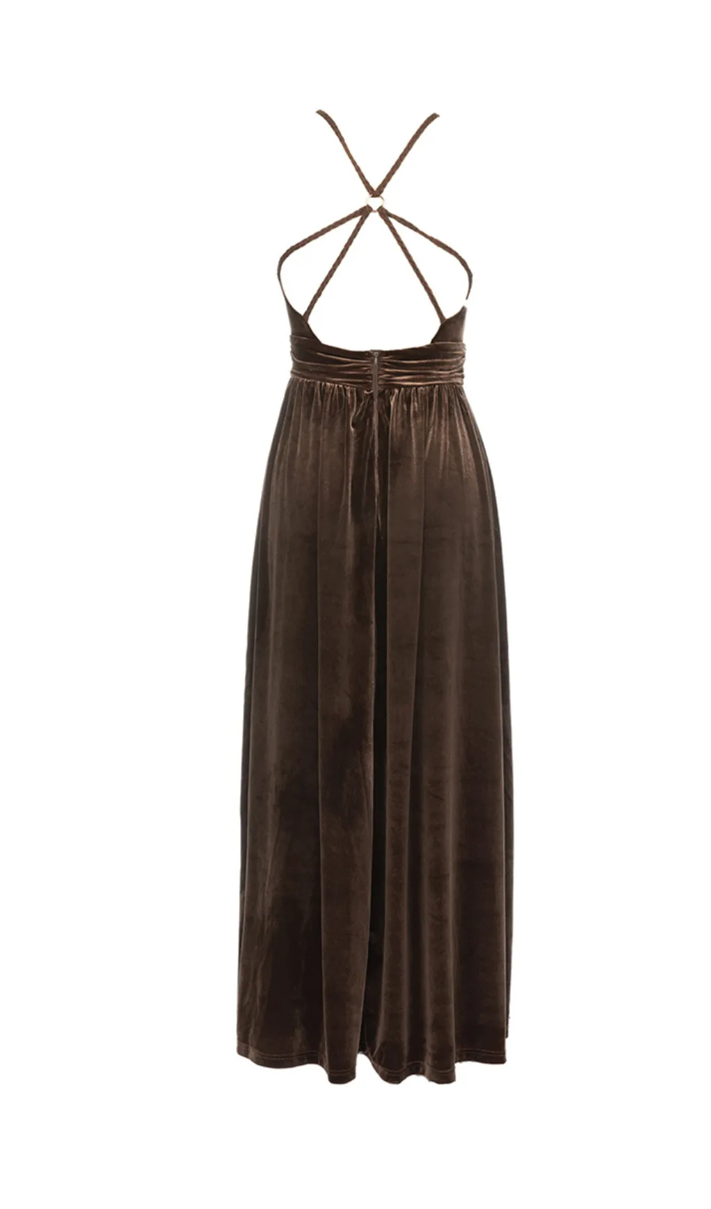 SLEEVELESS OPEN BACK BRAIDED ROPE CROSS DESIGN SUSPENDER MAXI DRESS Gloria Lanvin