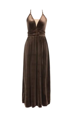 SLEEVELESS OPEN BACK BRAIDED ROPE CROSS DESIGN SUSPENDER MAXI DRESS Gloria Lanvin