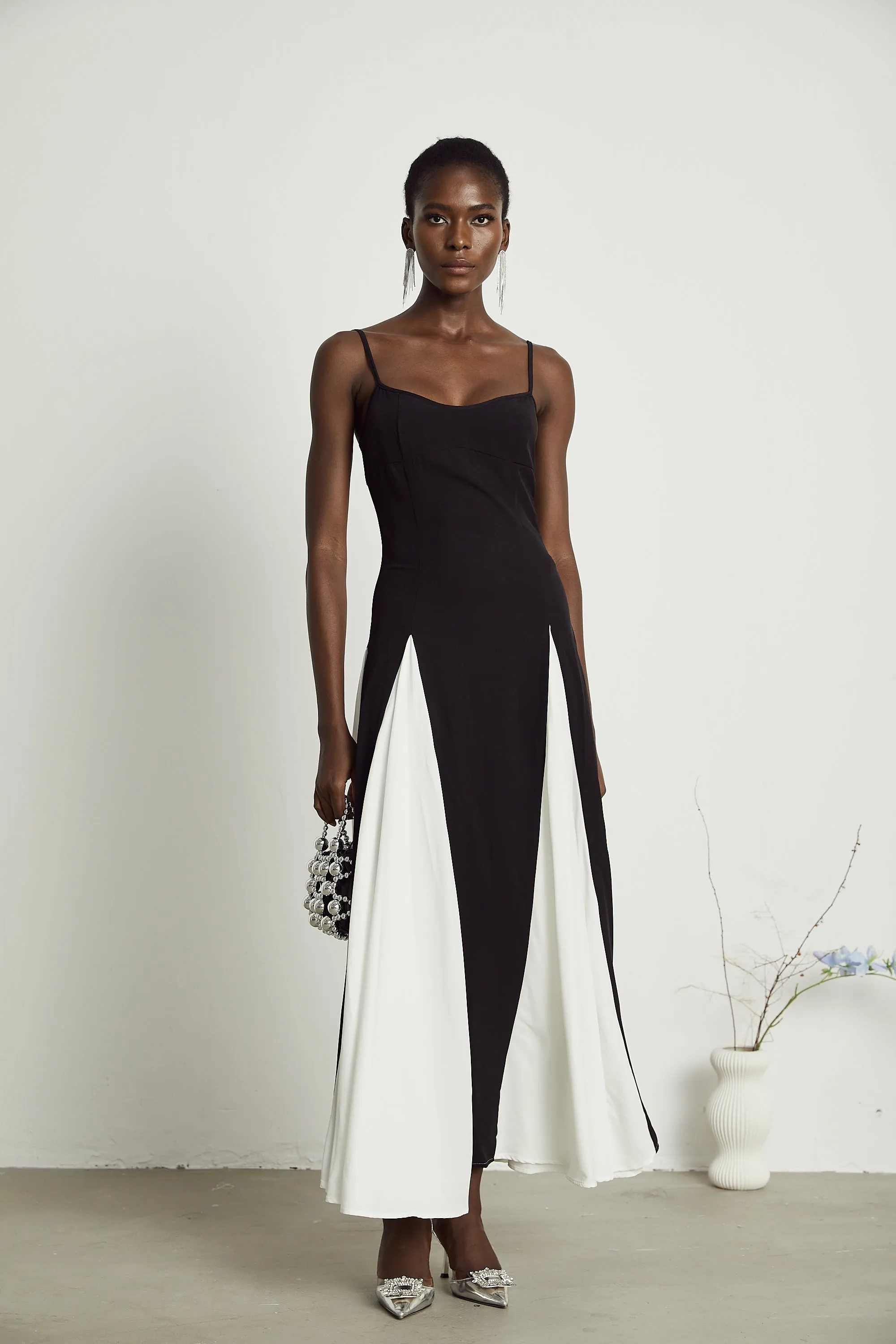 Sofie constrast-color pleated maxi dress Gloria Lanvin
