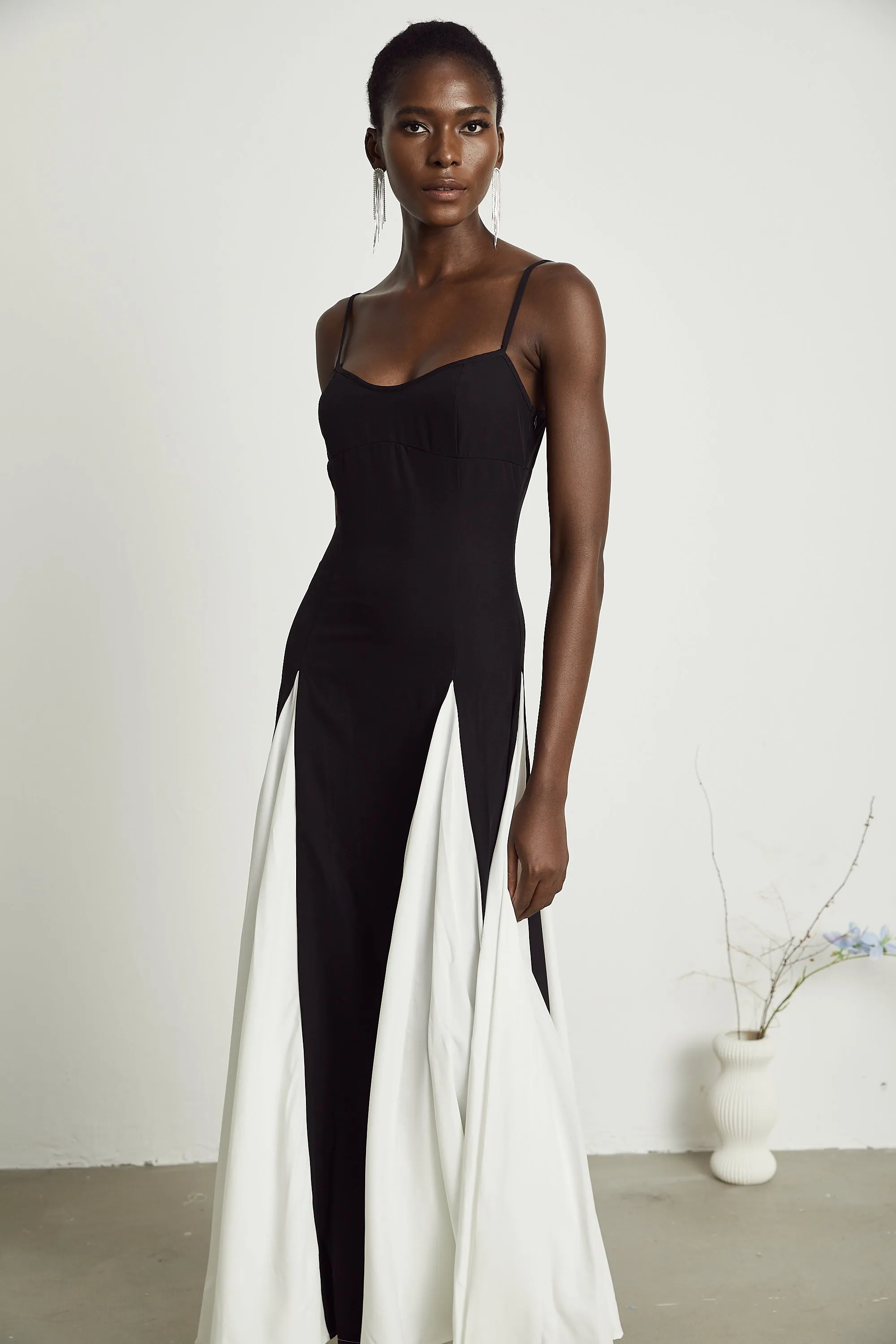 Sofie constrast-color pleated maxi dress Gloria Lanvin