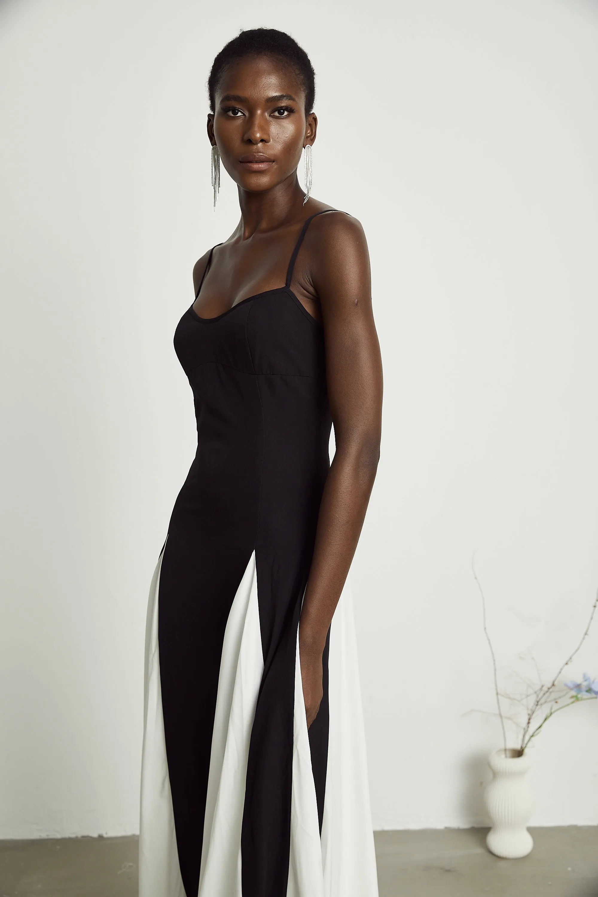 Sofie constrast-color pleated maxi dress Gloria Lanvin