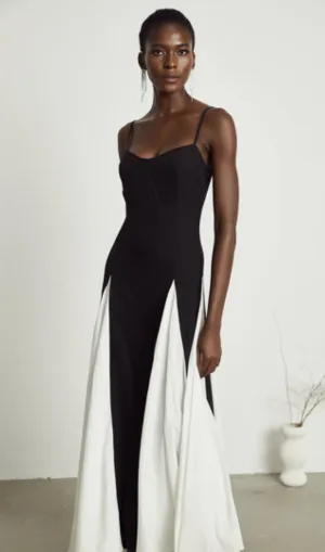 Sofie constrast-color pleated maxi dress Gloria Lanvin