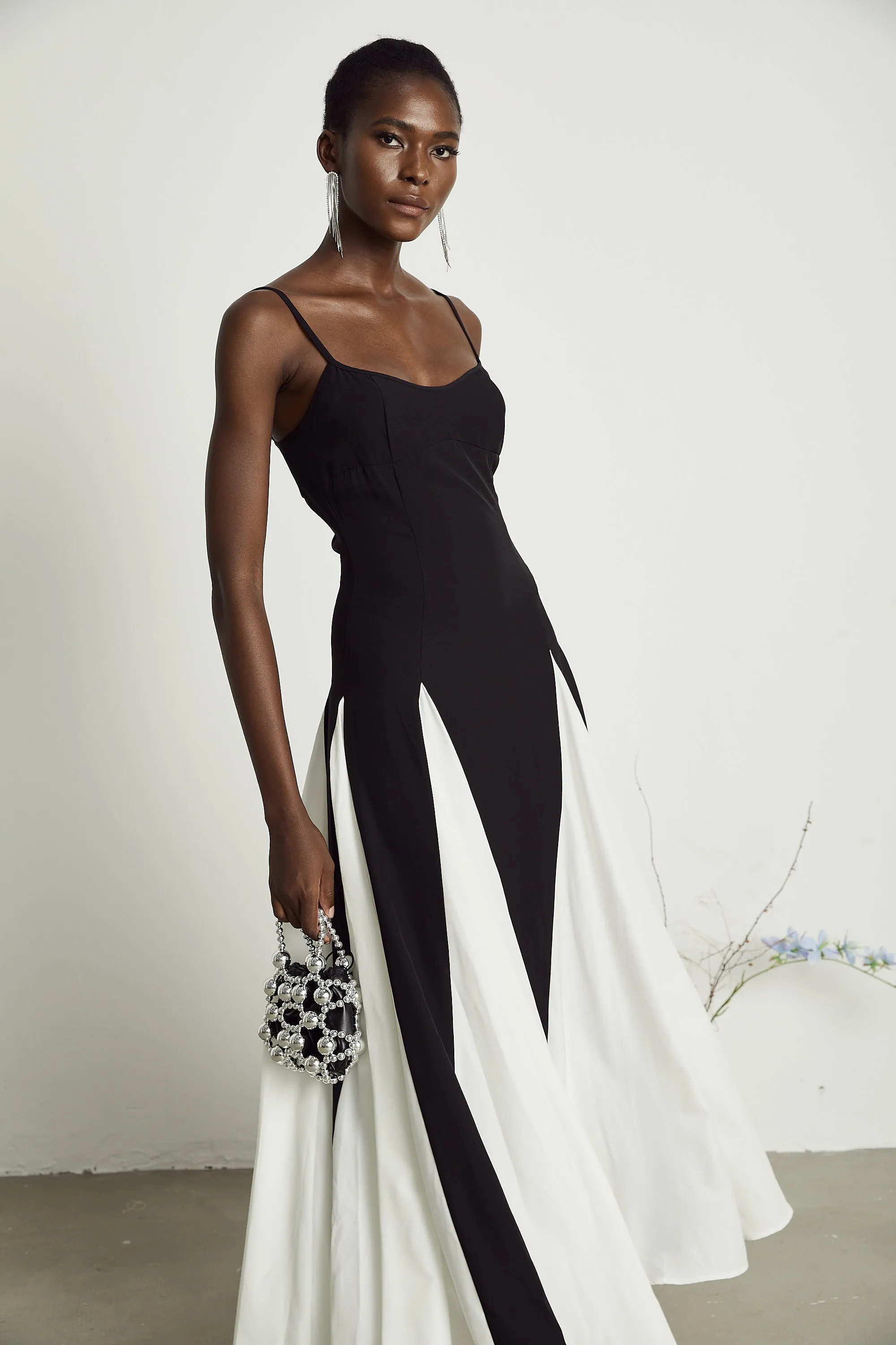 Sofie constrast-color pleated maxi dress Gloria Lanvin