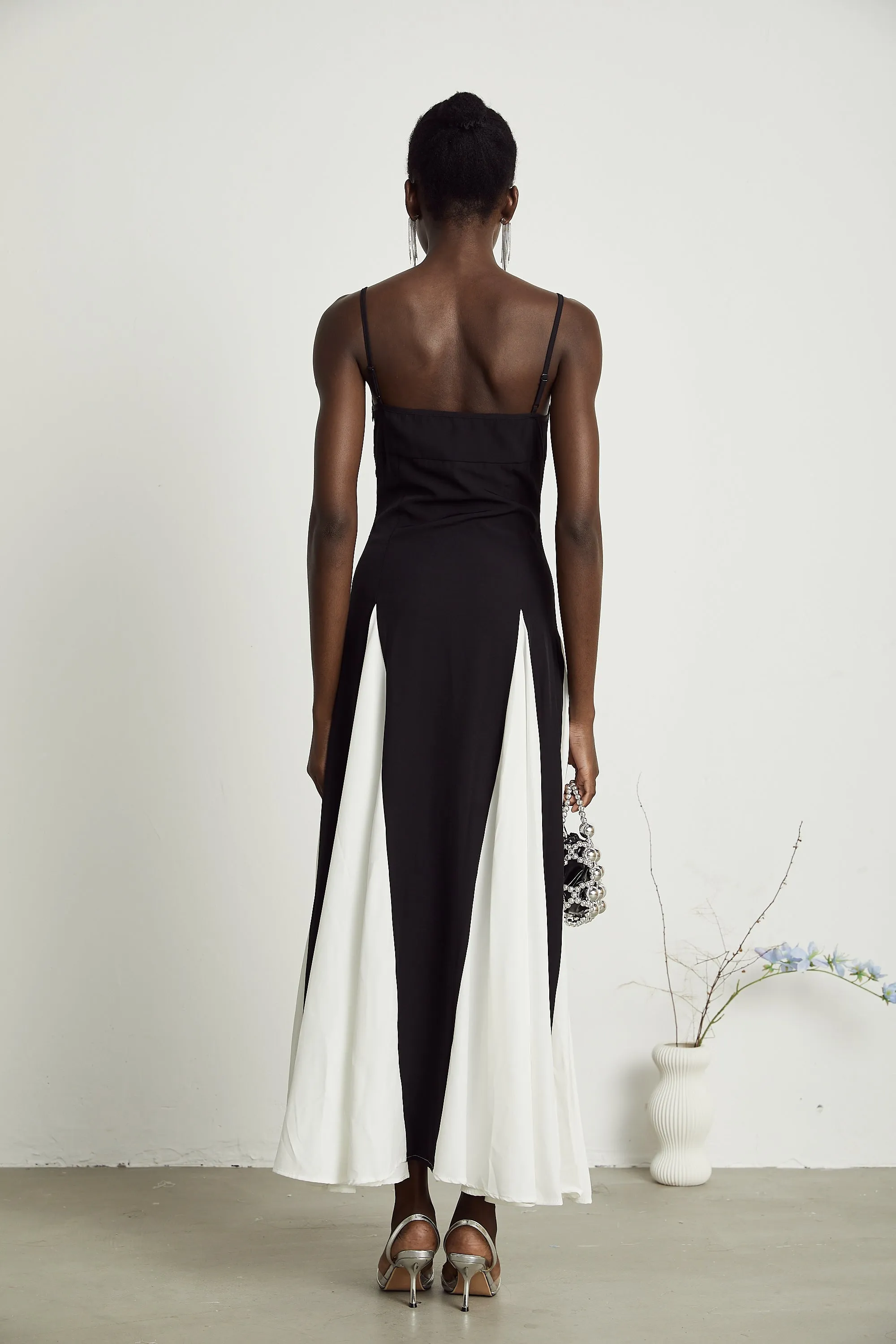 Sofie constrast-color pleated maxi dress Gloria Lanvin