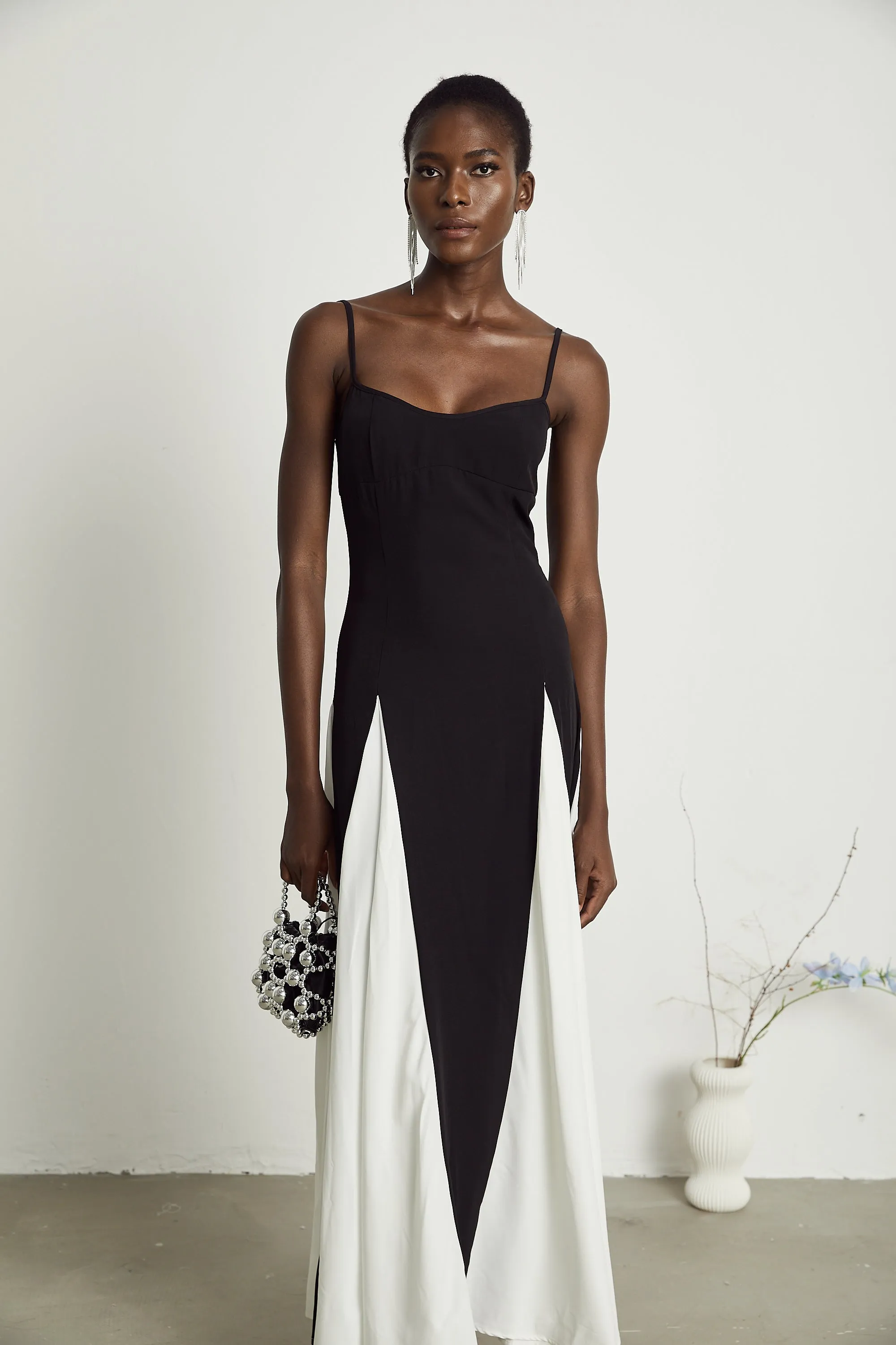 Sofie constrast-color pleated maxi dress Gloria Lanvin