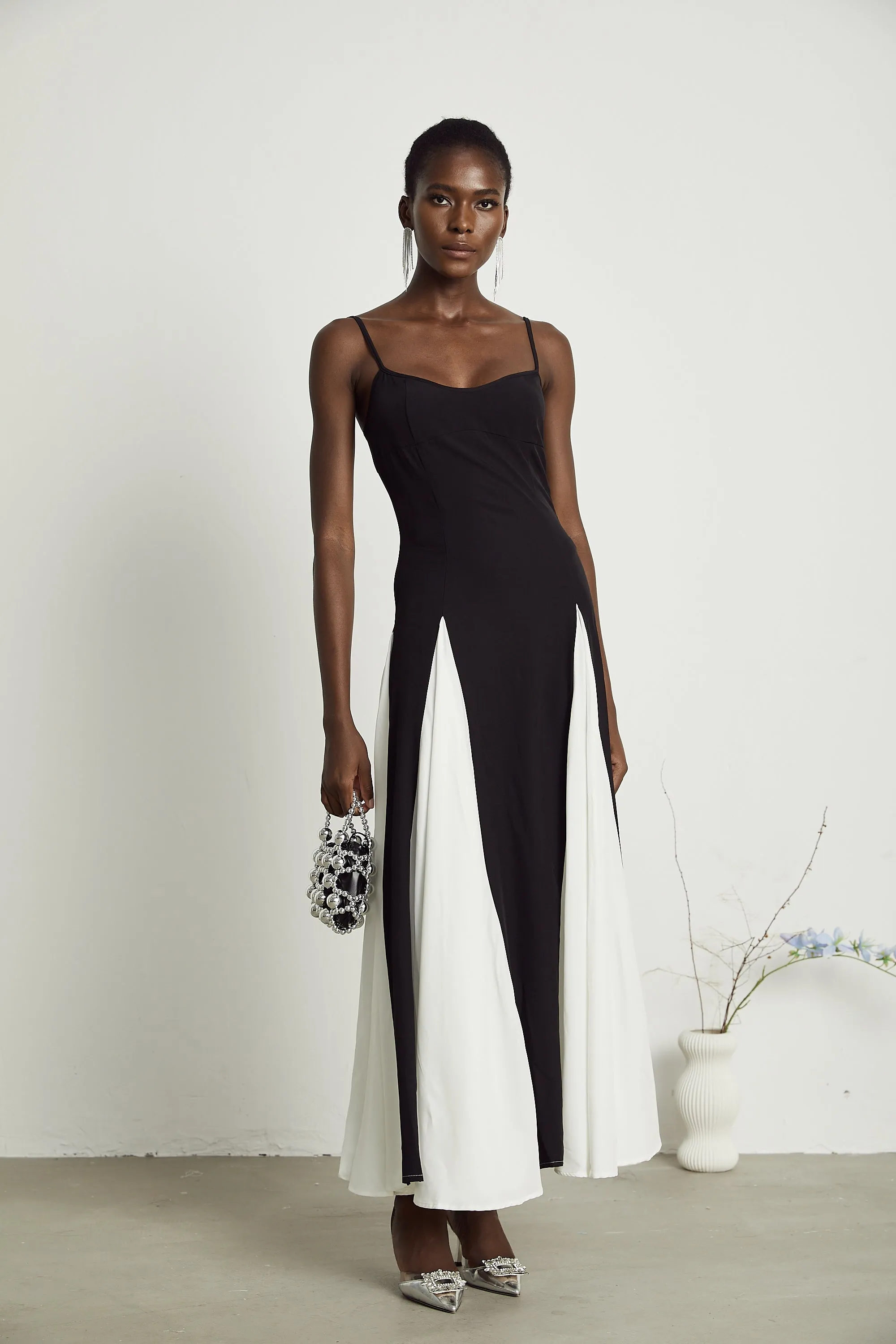 Sofie constrast-color pleated maxi dress Gloria Lanvin