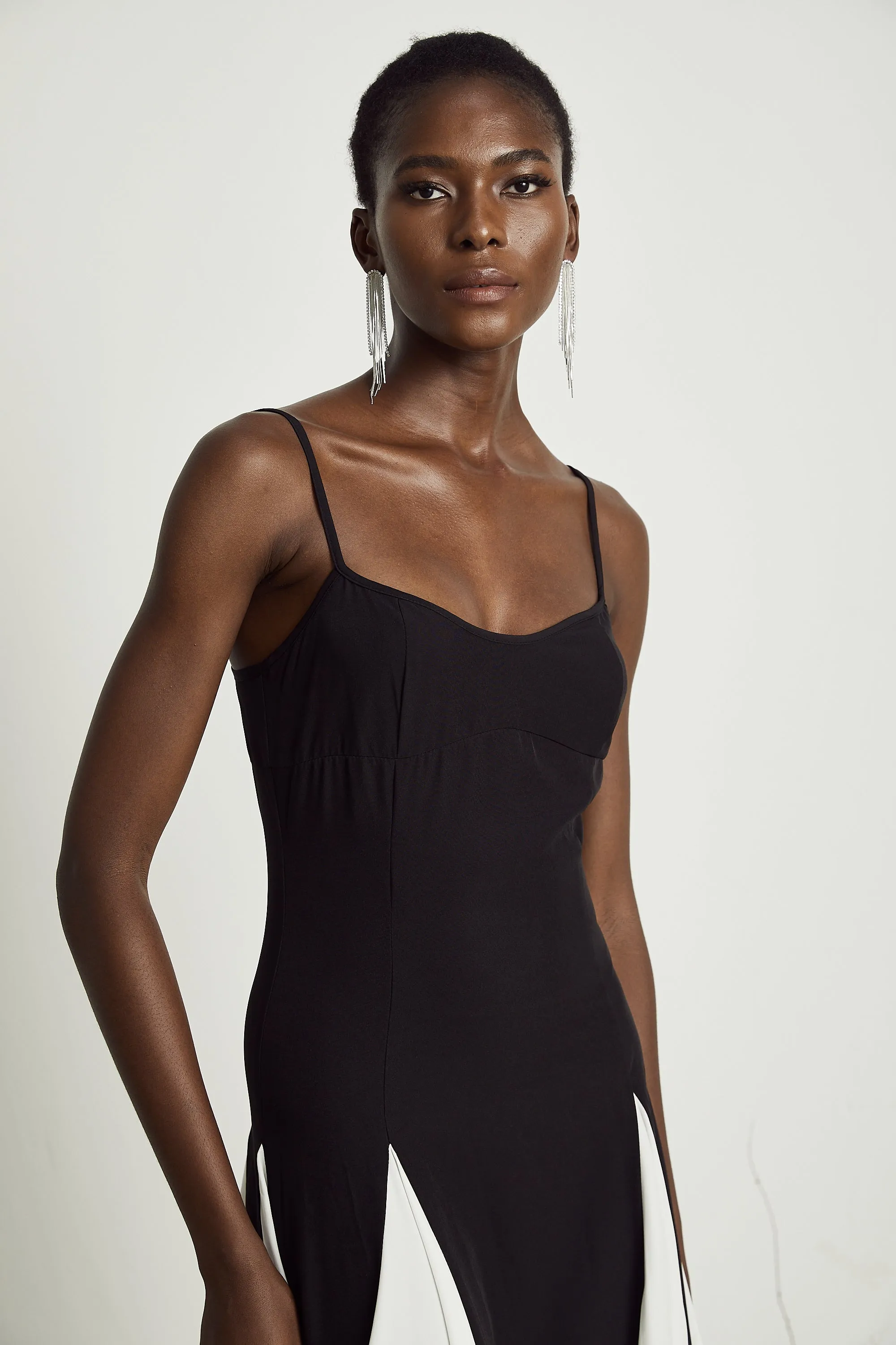 Sofie constrast-color pleated maxi dress Gloria Lanvin