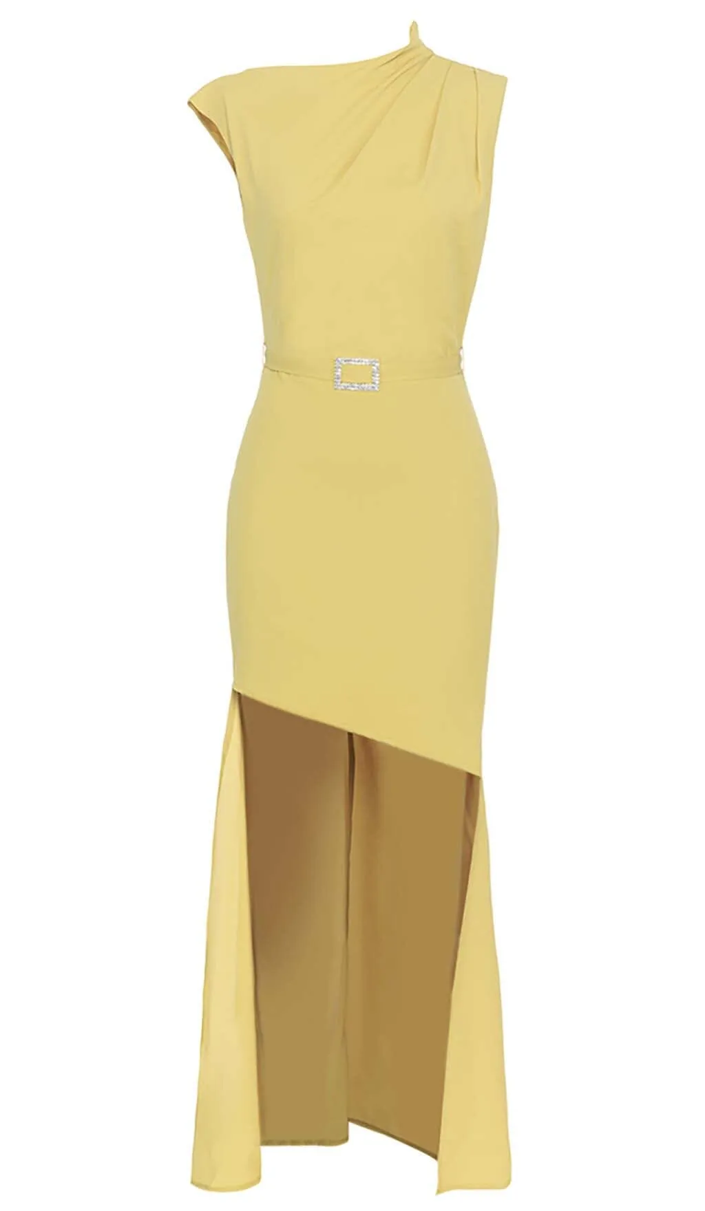 SOLID ASYMMETRICAL HIGH LOW DRESS IN YELLOW Gloria Lanvin