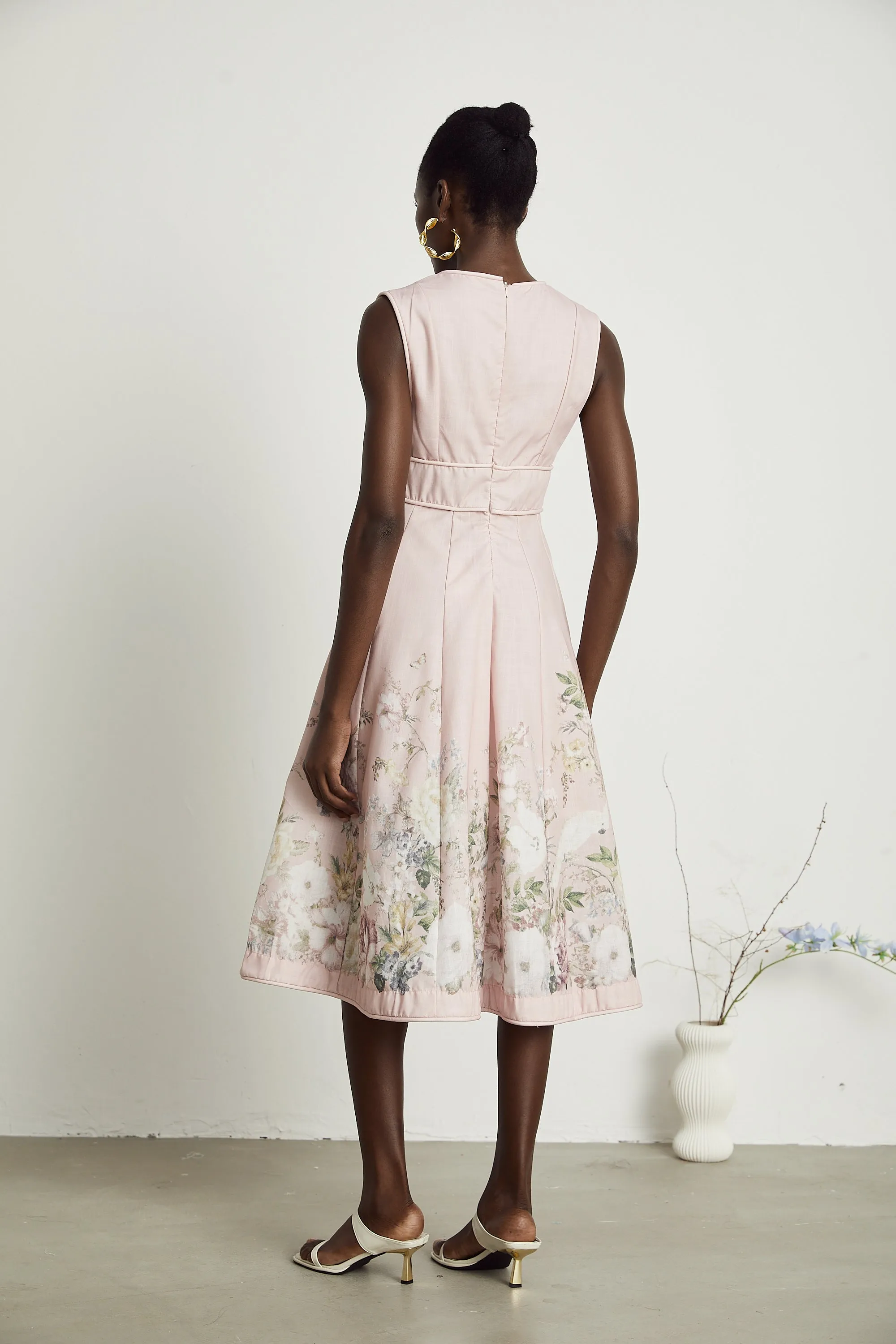 Sonia floral-print sleeveless midi dress in Pink Gloria Lanvin