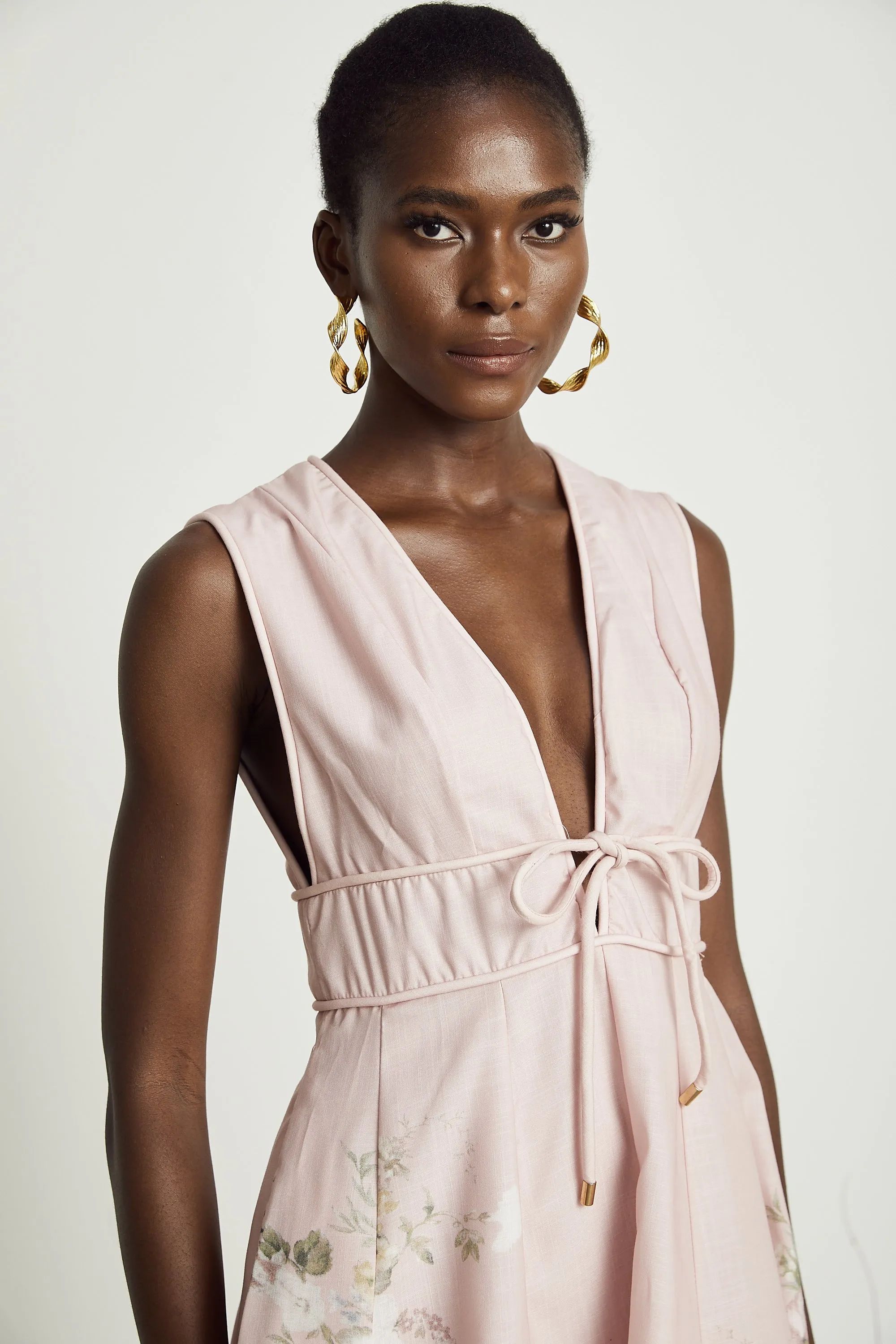Sonia floral-print sleeveless midi dress in Pink Gloria Lanvin