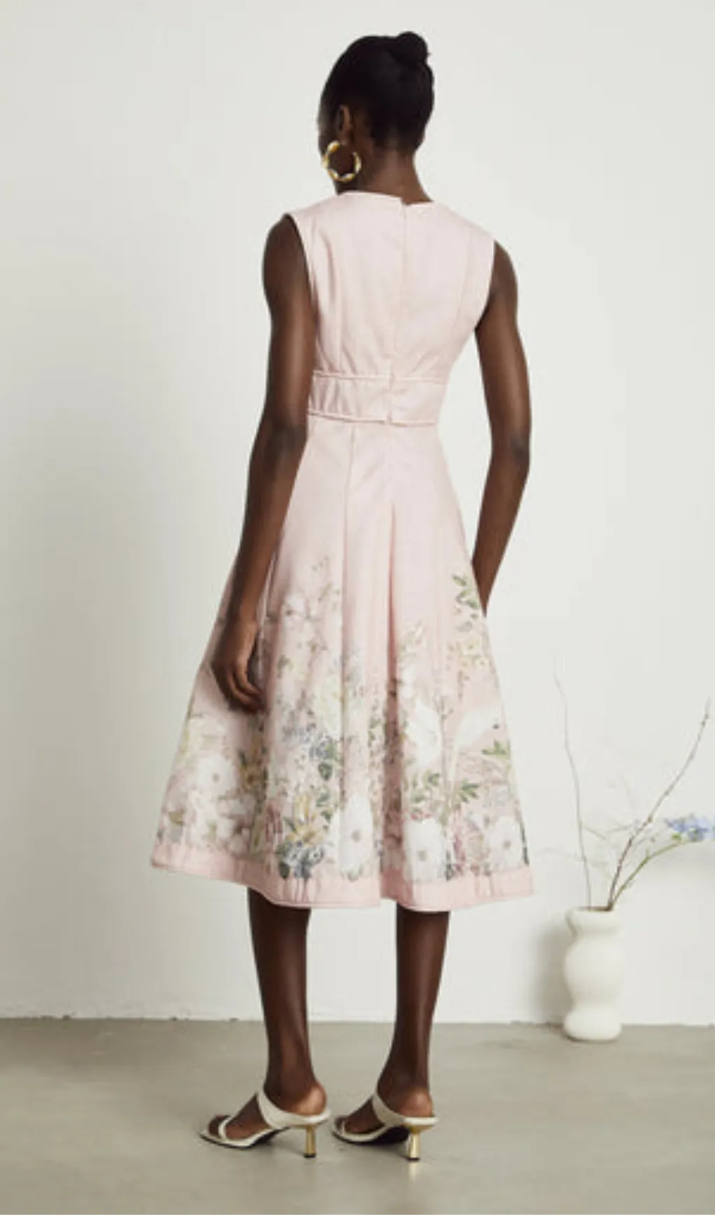 Sonia floral-print sleeveless midi dress in Pink Gloria Lanvin