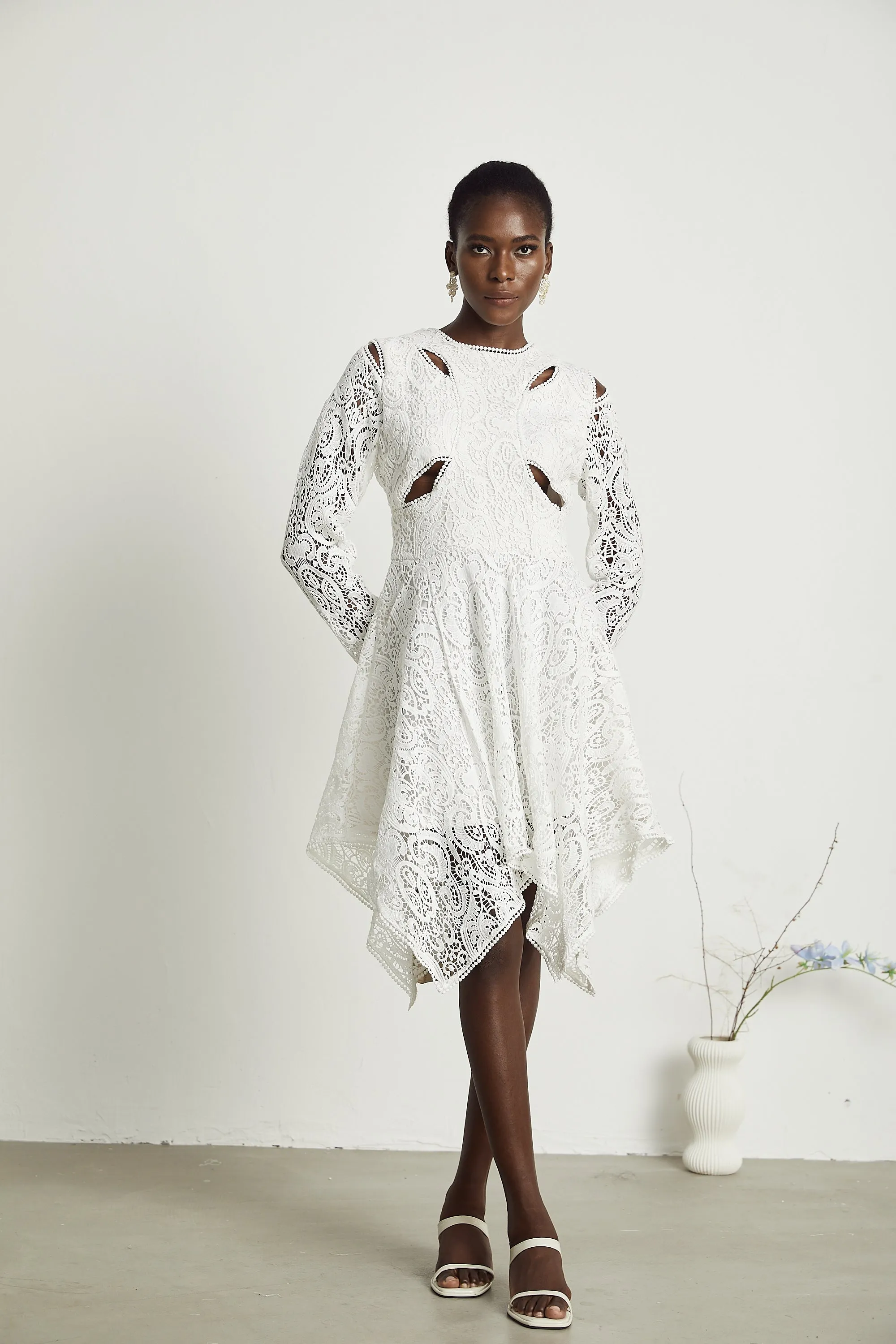 Sophie lace embroidered cut-out midi dress Gloria Lanvin