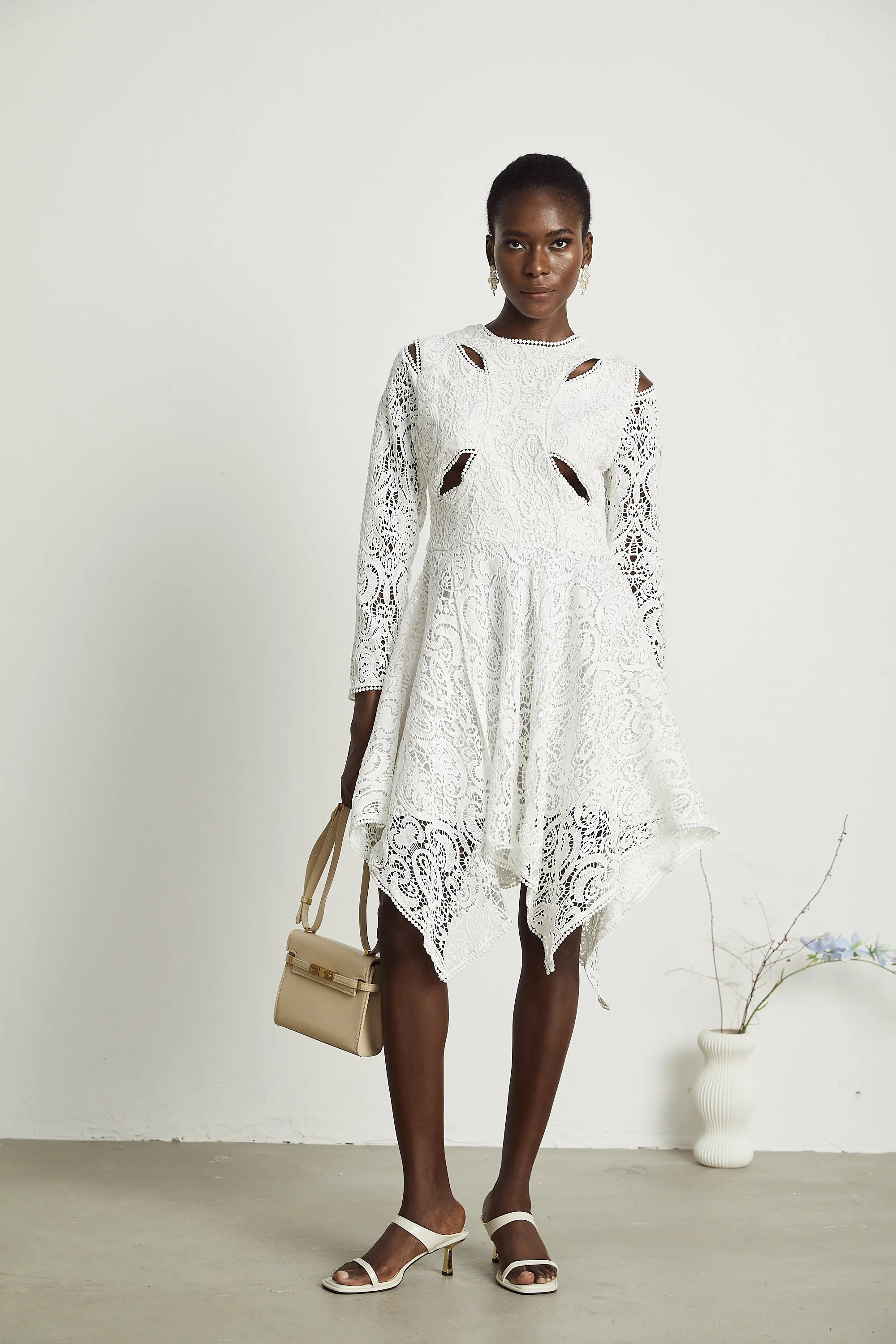 Sophie lace embroidered cut-out midi dress Gloria Lanvin