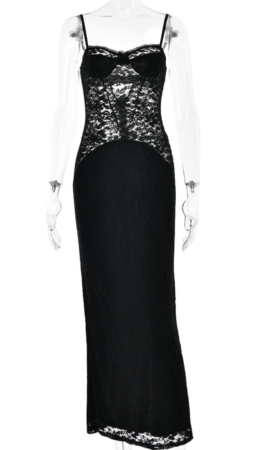 SPAGHETTI LACE MAXI DRESS Gloria Lanvin