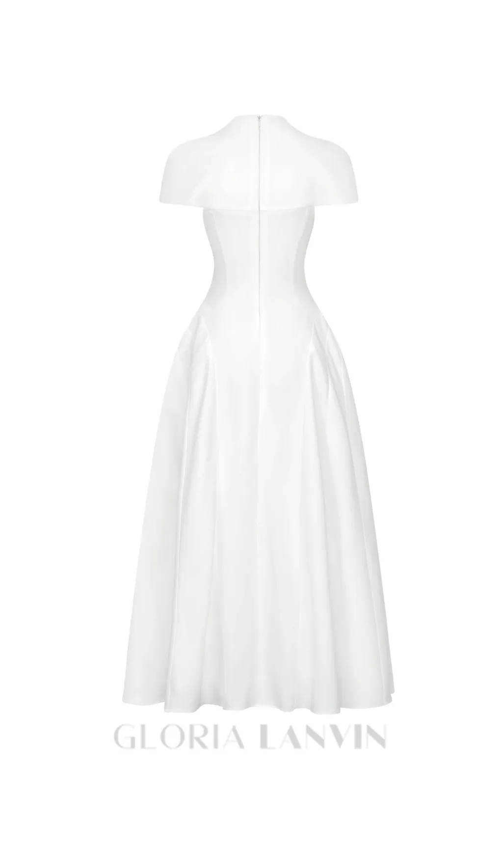 SQUARE NECKLINE A-LINE MIDI DRESS IN WHITE Gloria Lanvin