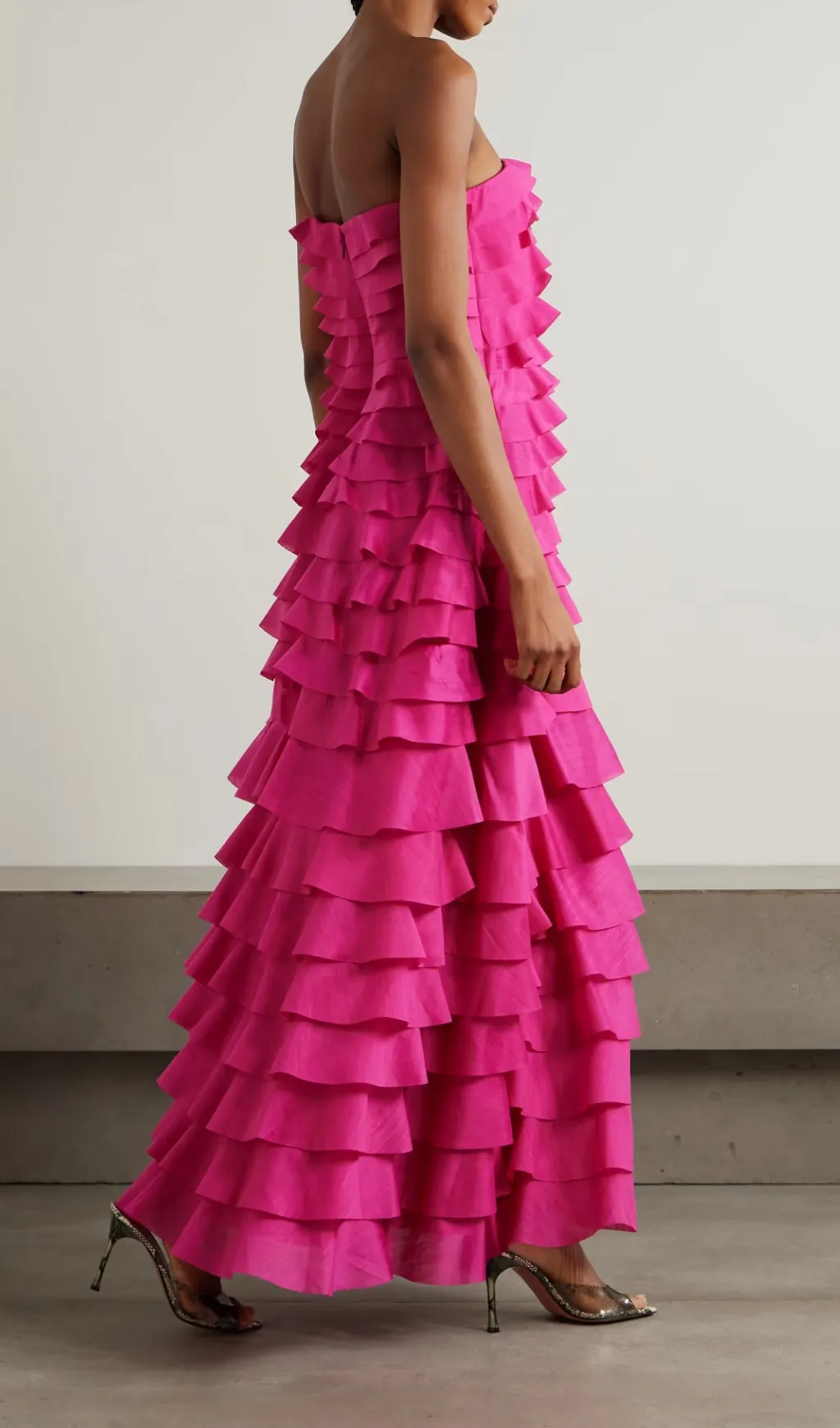 stacey Strapless Layered Maxi Dress in pink Gloria Lanvin