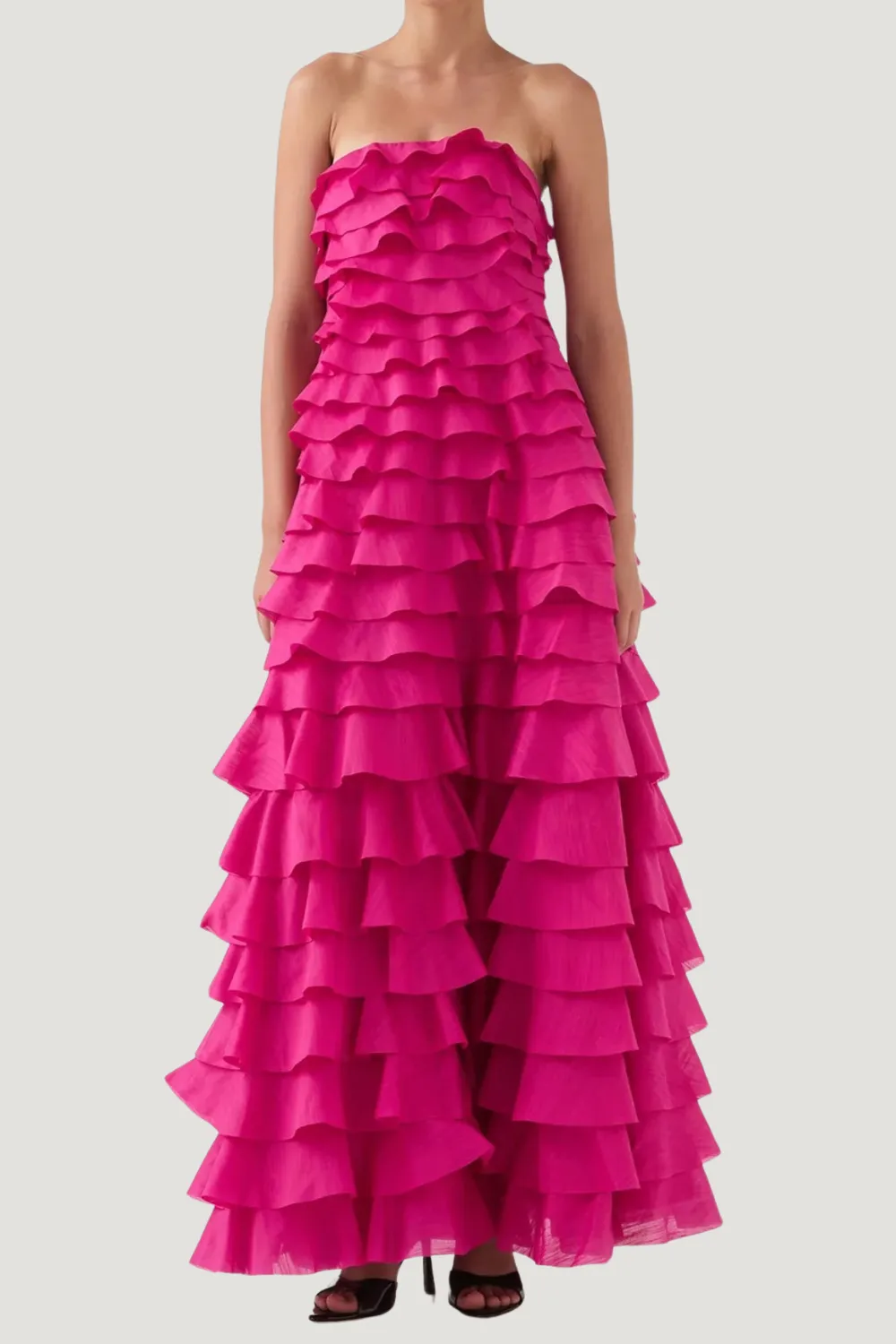 stacey Strapless Layered Maxi Dress in pink Gloria Lanvin