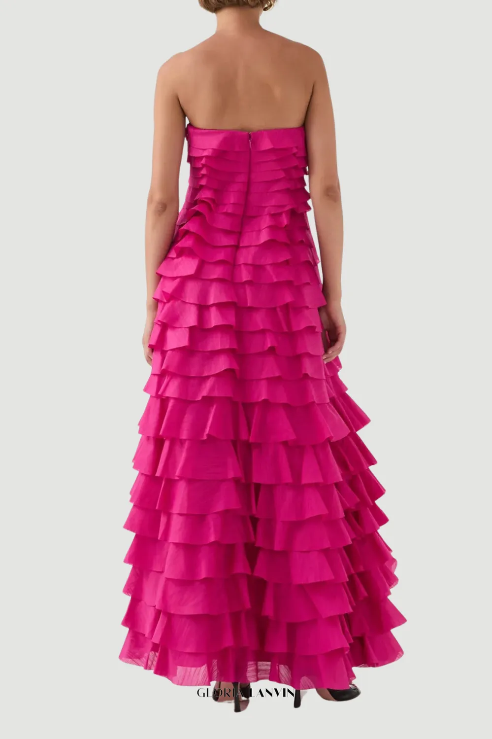 stacey Strapless Layered Maxi Dress in pink Gloria Lanvin