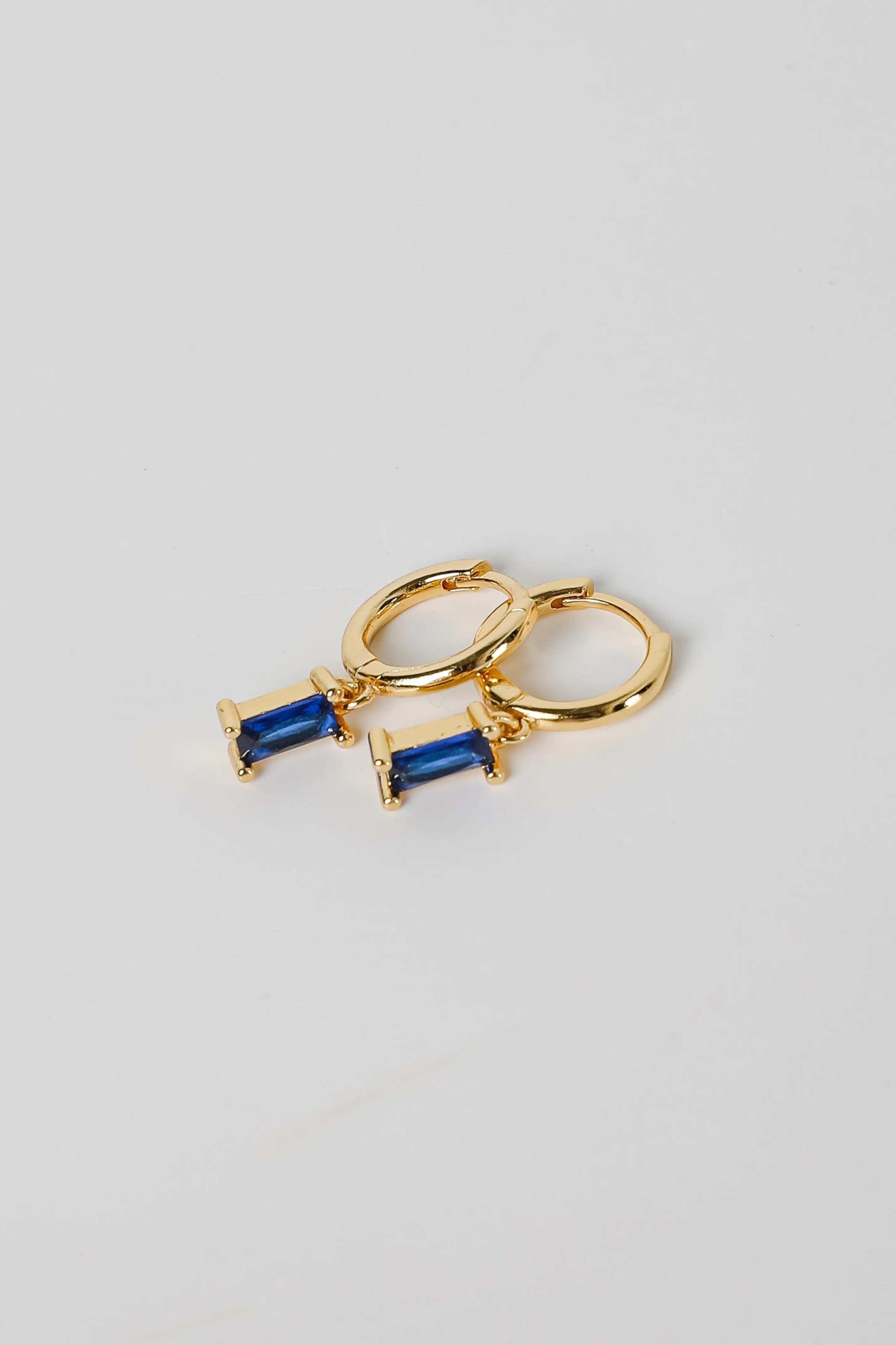 Stella Blue Gemstone Charm Mini Hoop Earrings