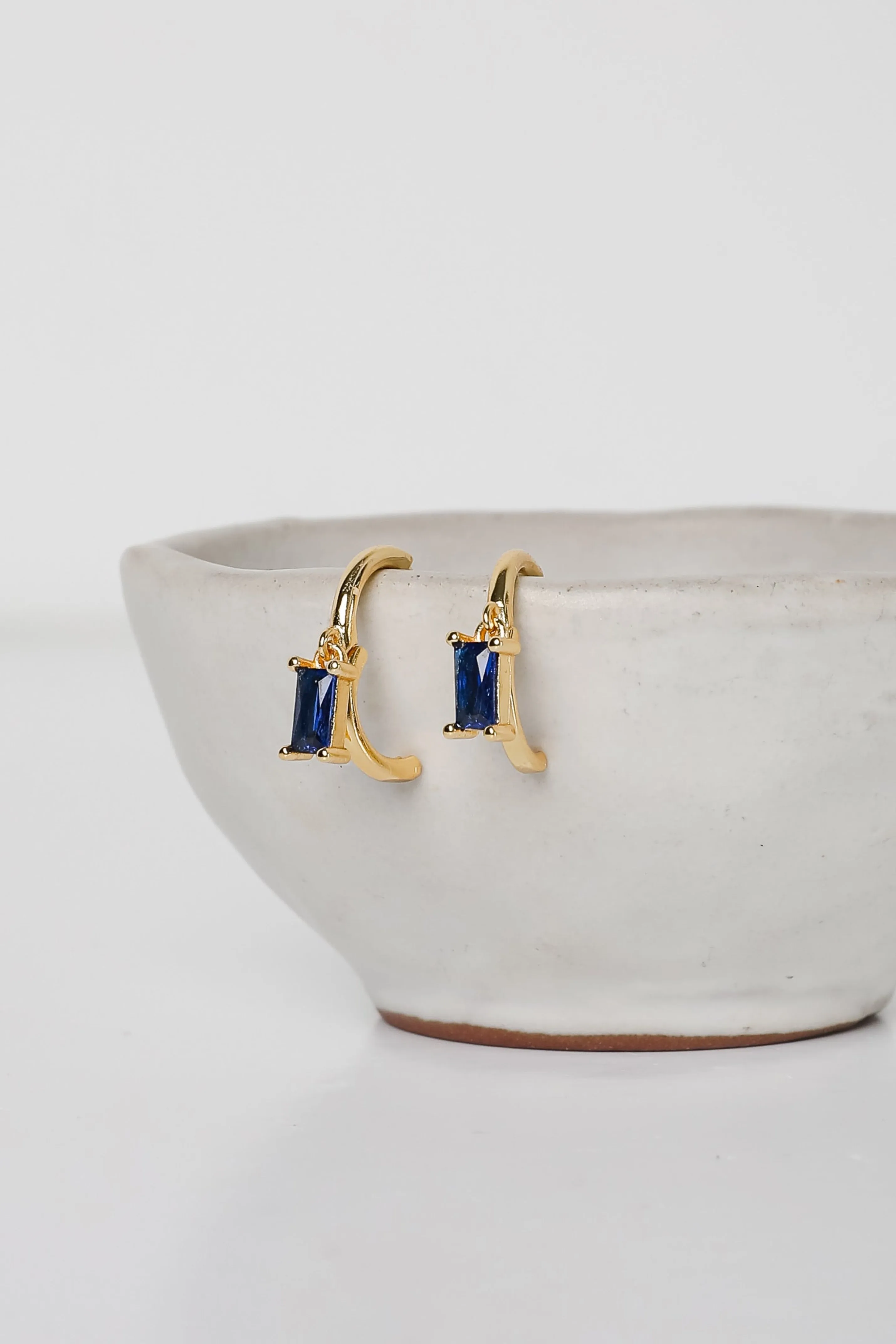 Stella Blue Gemstone Charm Mini Hoop Earrings
