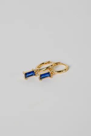 Stella Blue Gemstone Charm Mini Hoop Earrings