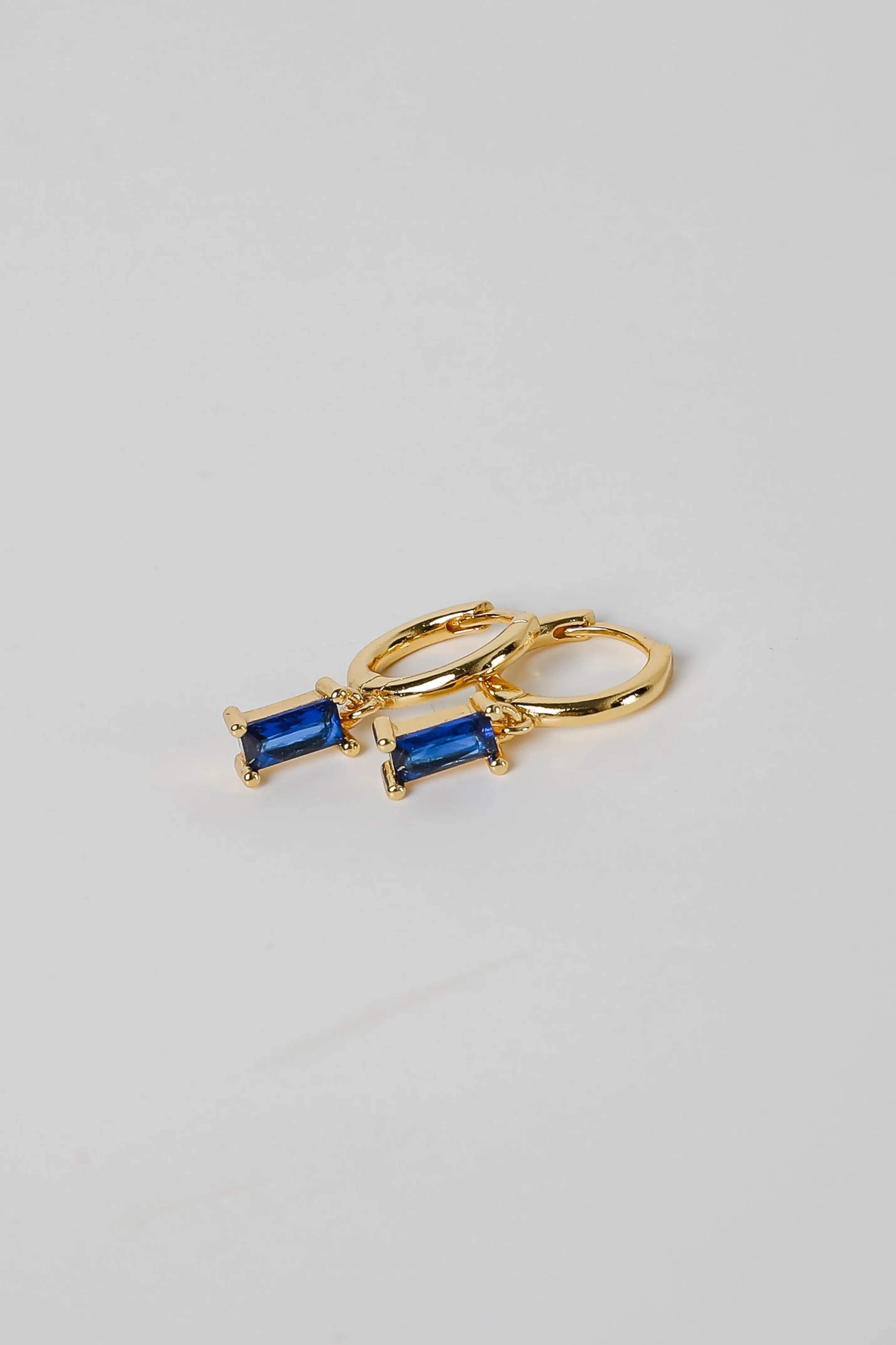 Stella Blue Gemstone Charm Mini Hoop Earrings