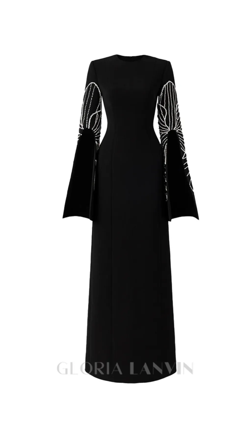 stephanie slit-sleeve bodycon maxi dress in black Gloria Lanvin