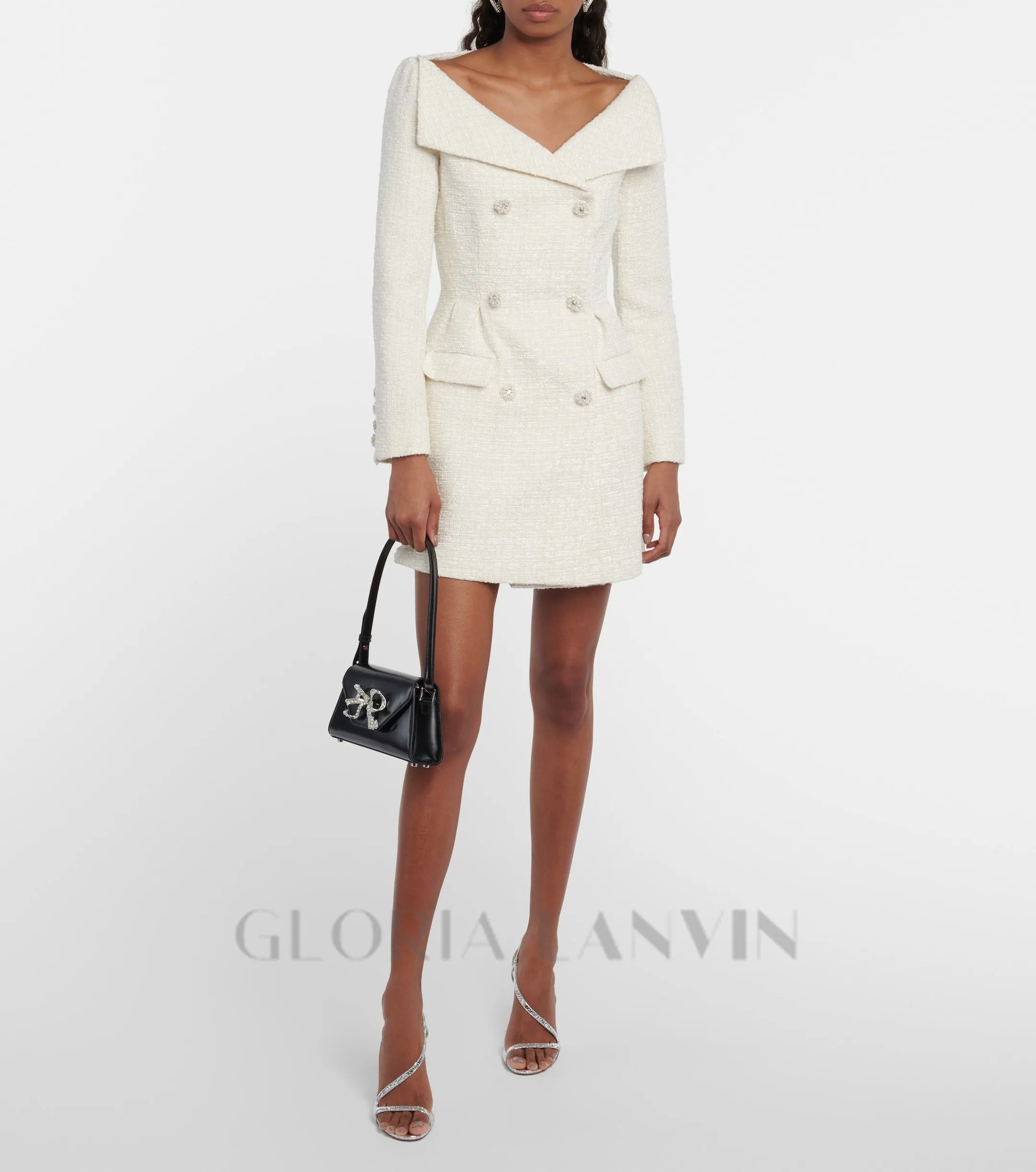 STEPHANIE WHITE BOUCLE BLAZER MINI DRESS Gloria Lanvin