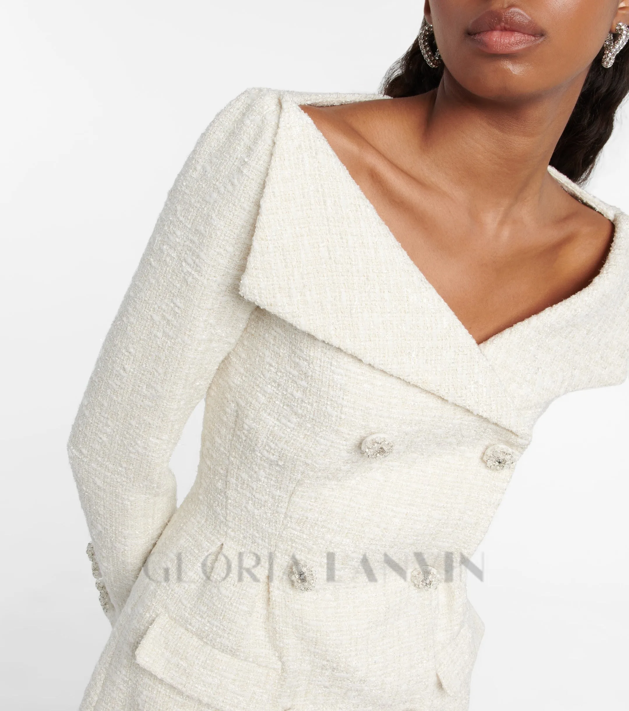 STEPHANIE WHITE BOUCLE BLAZER MINI DRESS Gloria Lanvin