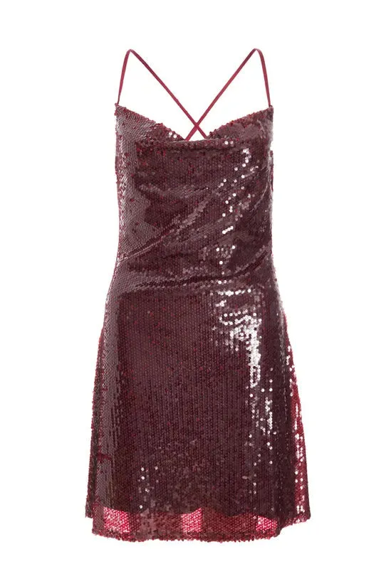 stephanie wine sequin mini dress Gloria Lanvin
