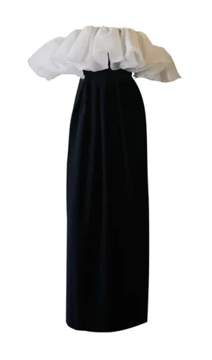 STITCHED OFF-THE-SHOULDER SLIM DRESS IN BLACK Gloria Lanvin