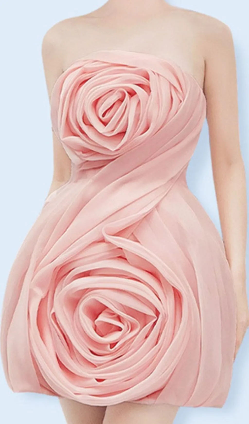 STRAPLESS 3D FLOWER MINI DRESS IN PINK Gloria Lanvin