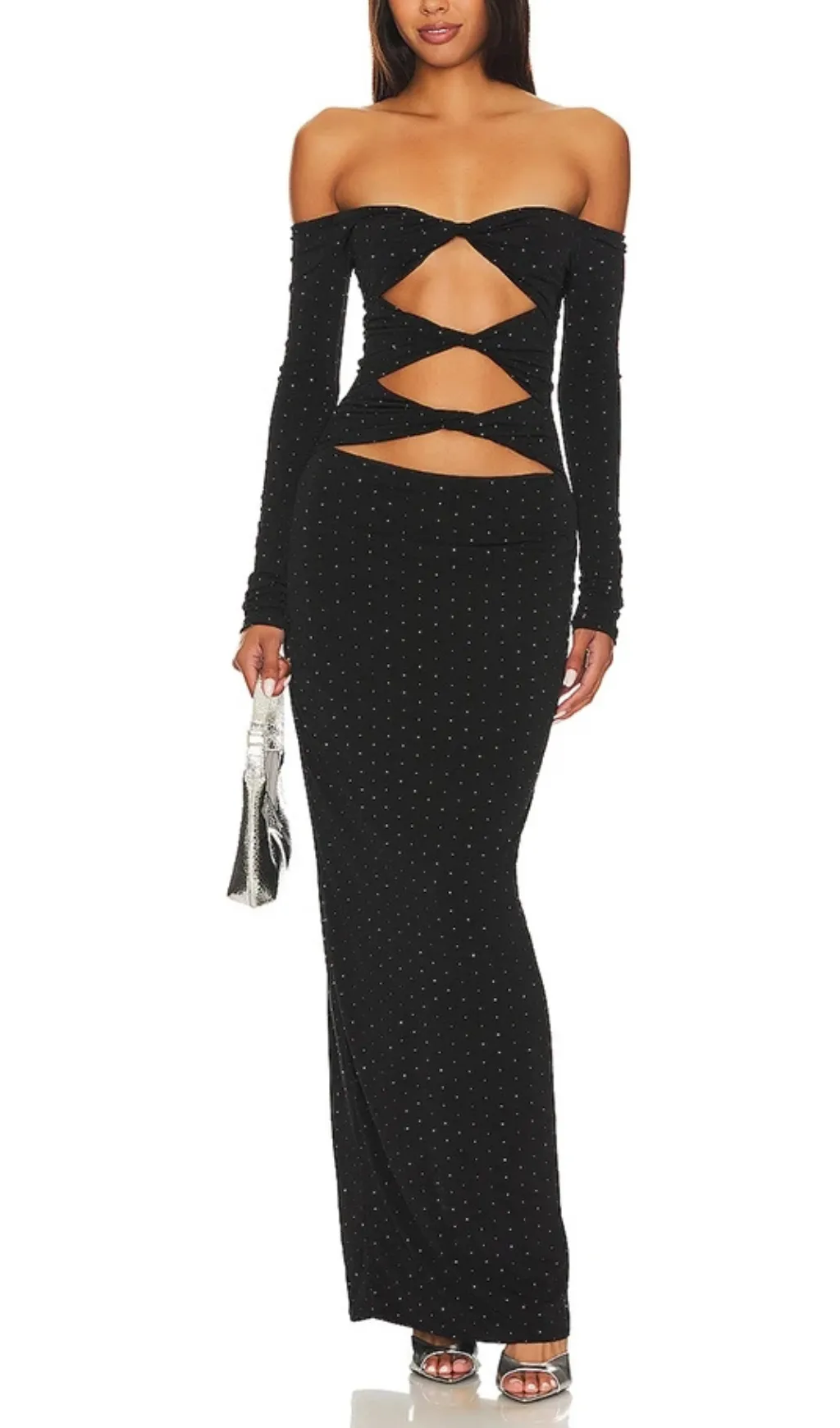 STRAPLESS BRIGHT DIAMOND HOLLOW SLIM MAXI DRESS Gloria Lanvin