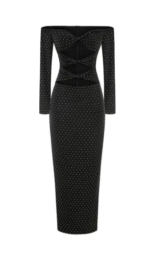 STRAPLESS BRIGHT DIAMOND HOLLOW SLIM MAXI DRESS Gloria Lanvin