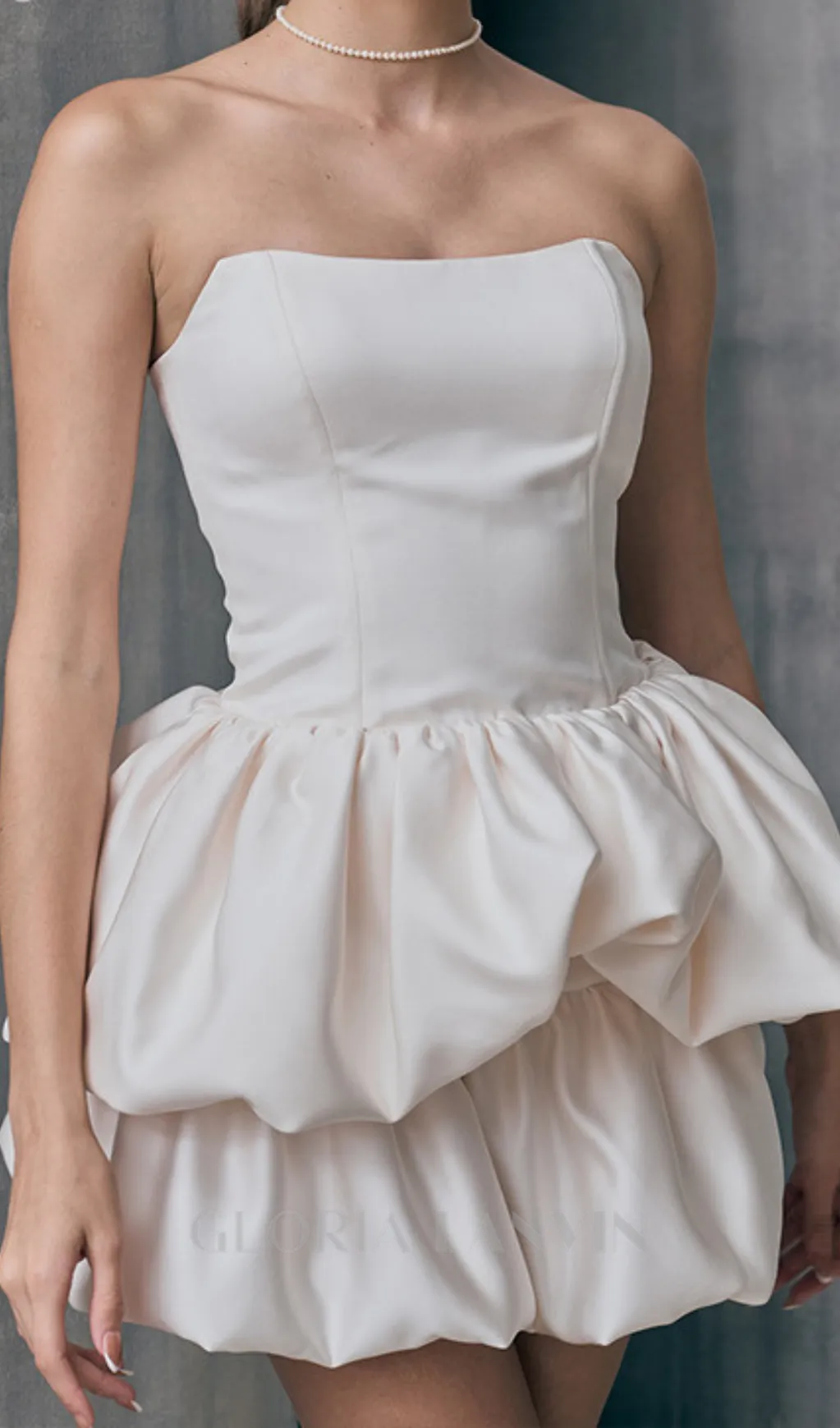 Strapless Bubble Mini Dress in white Gloria Lanvin