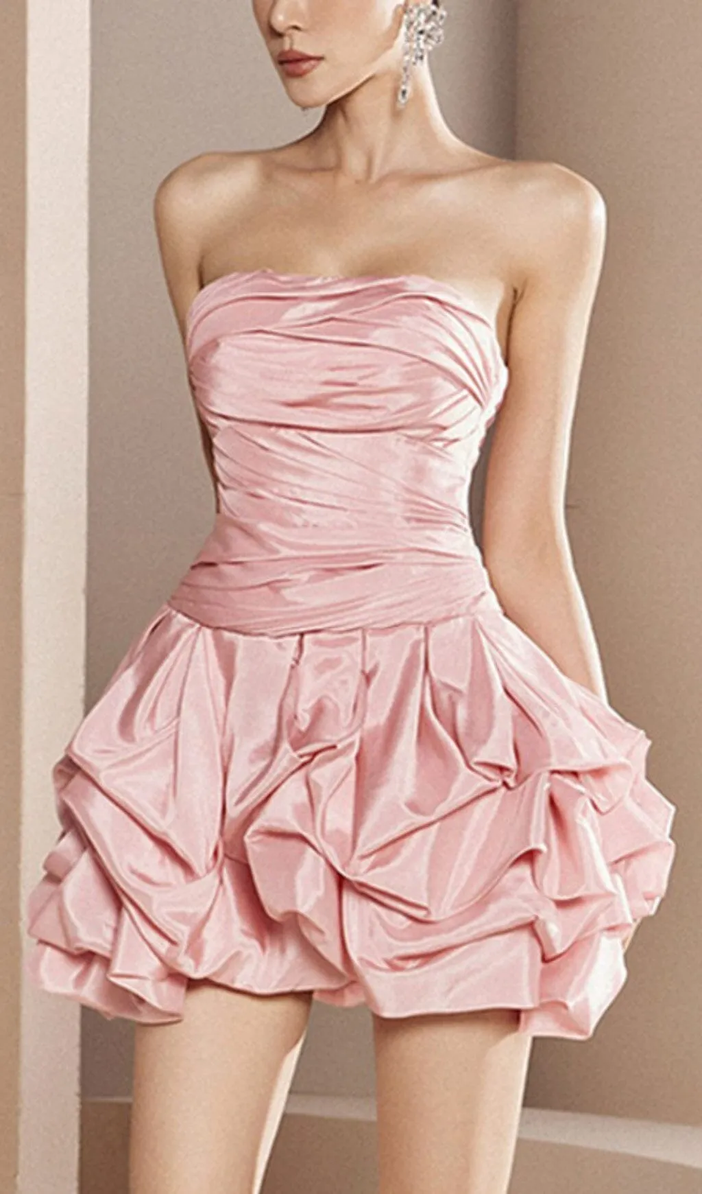 STRAPLESS BUD MINI DRESS IN PINK Gloria Lanvin